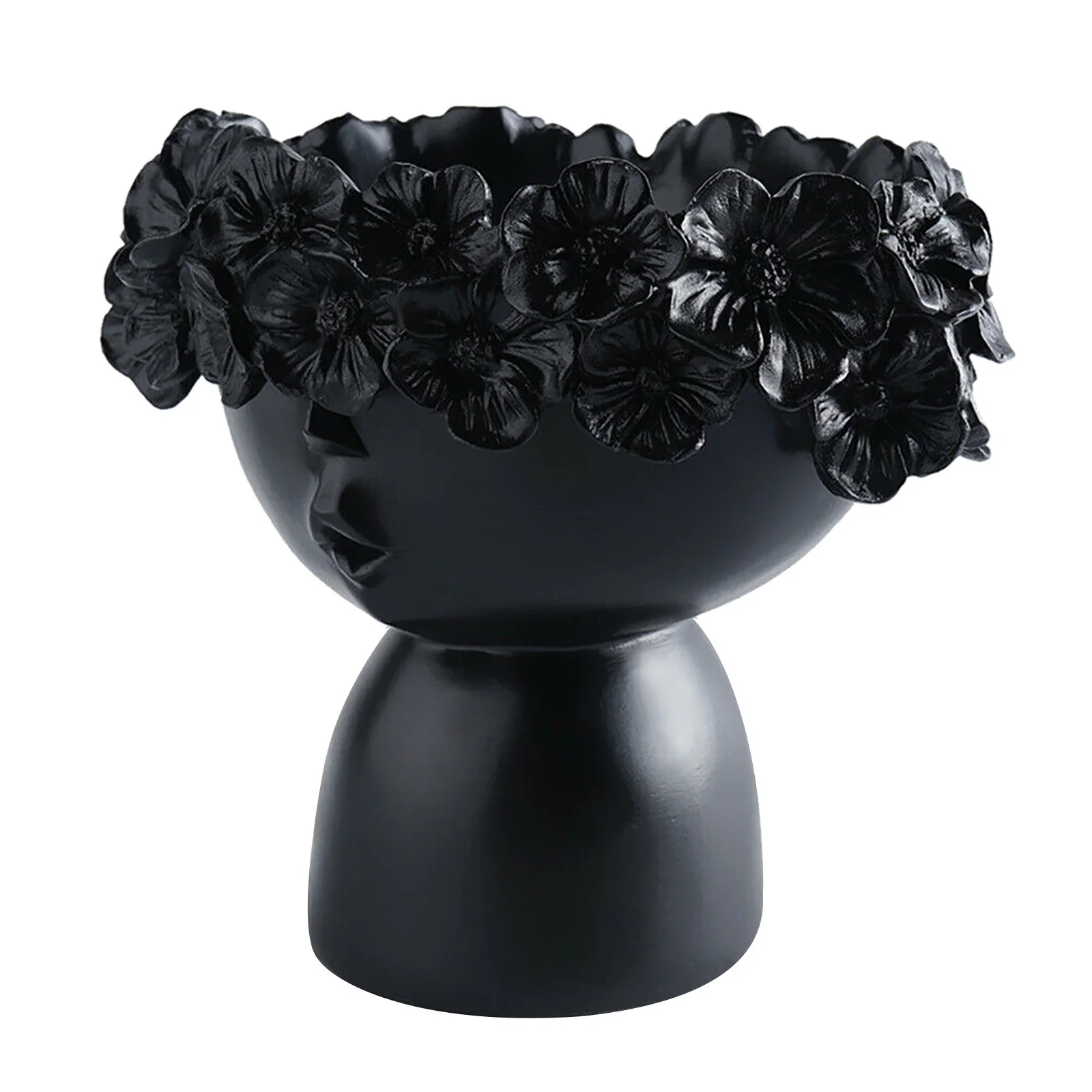 Dengmore Cute Flower Wreath Girl Vases Crown Doll Head Container Planter Resin Craft Home for Home Decor