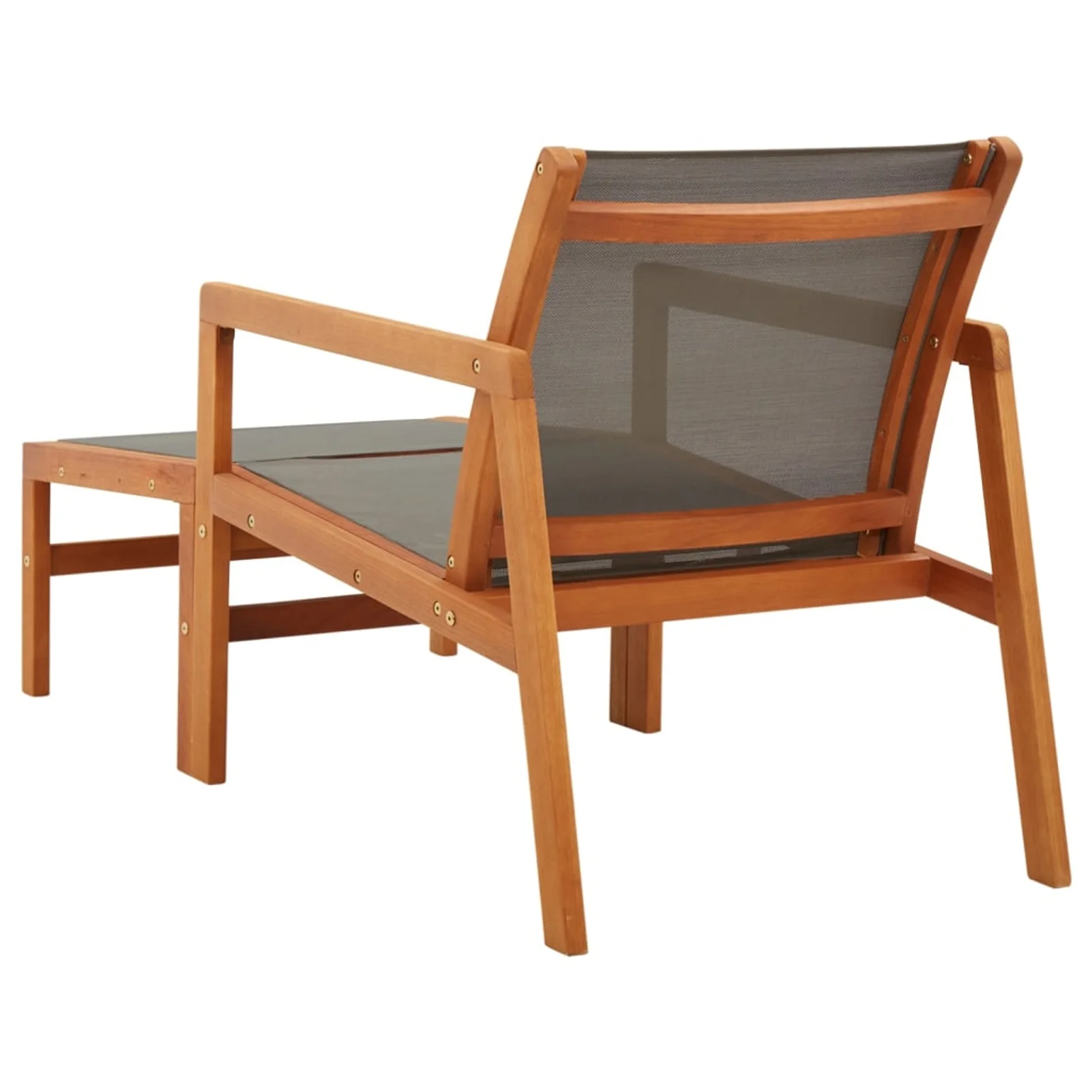Anself Patio Chair with Footrest Solid Eucalyptus Wood&Textilene