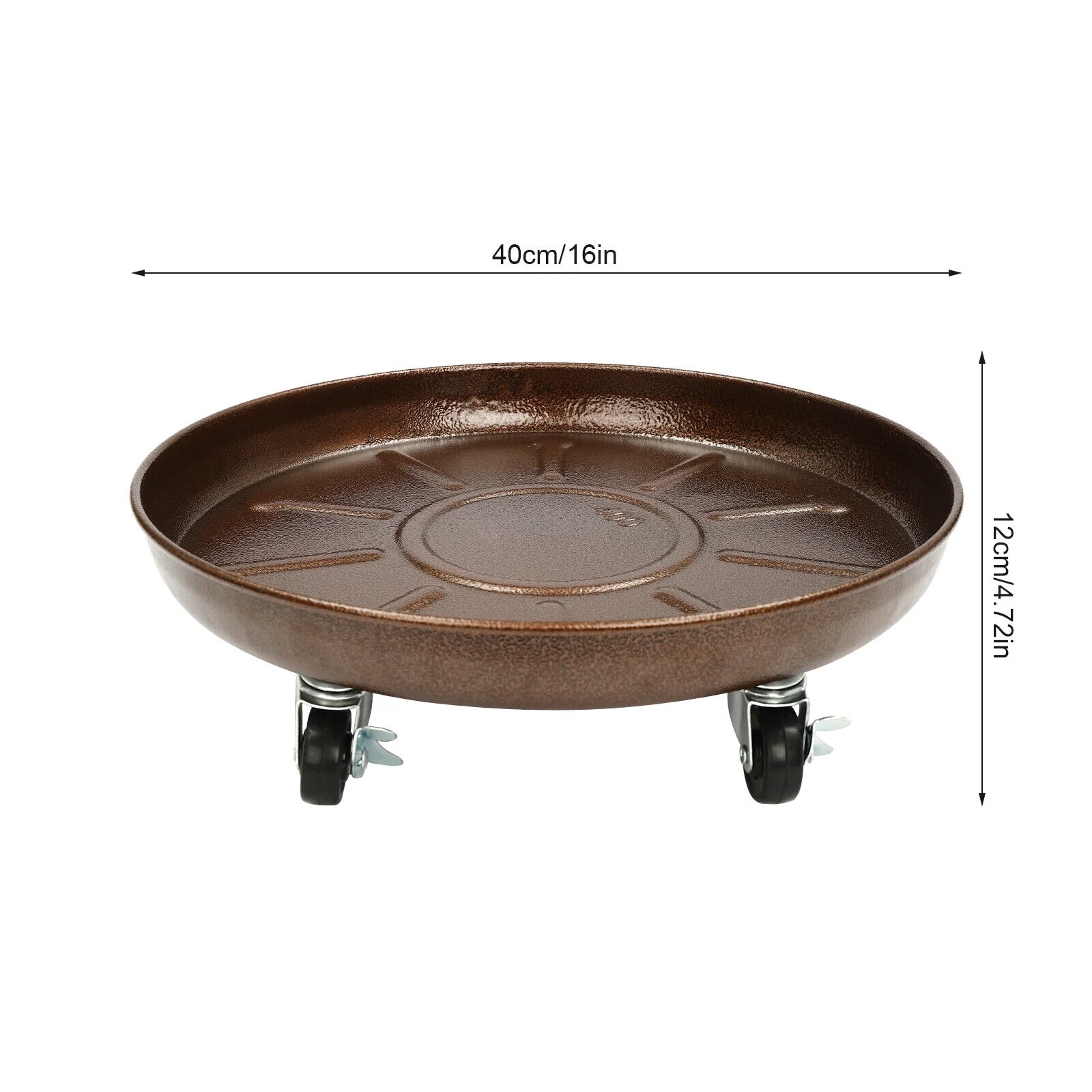 16*4.72in 3Pcs Flowerpot Trays W/ Universal Wheels 16IN Thickened Plant Pot Tray Rack 200-250kg/441-551lbs