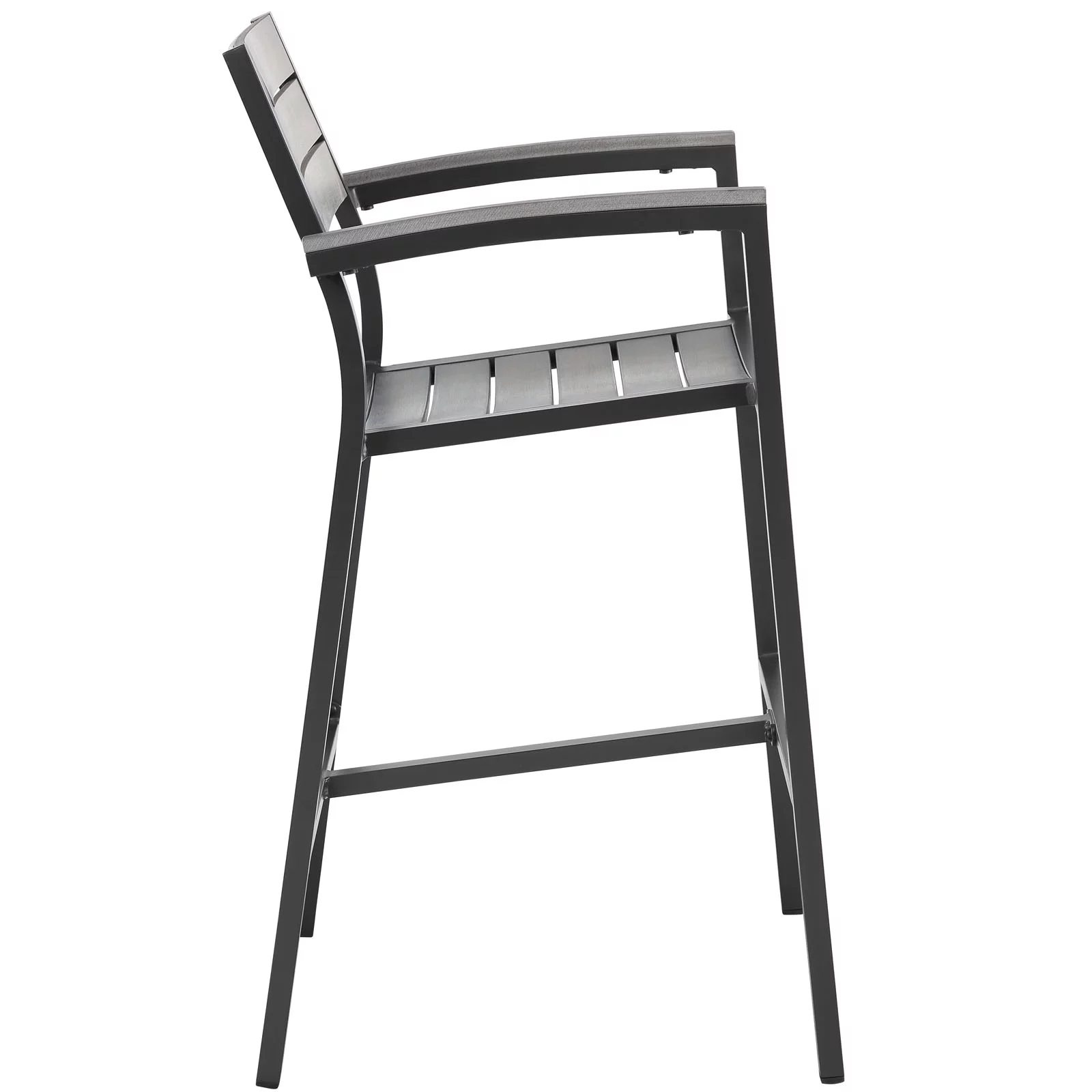 Bar Side Stool Chair, Dark Brown Gray, Metal, Outdoor Patio Balcony Cafe Bistro Garden Hospitality Restaurant, Modern Contemporary HB32620