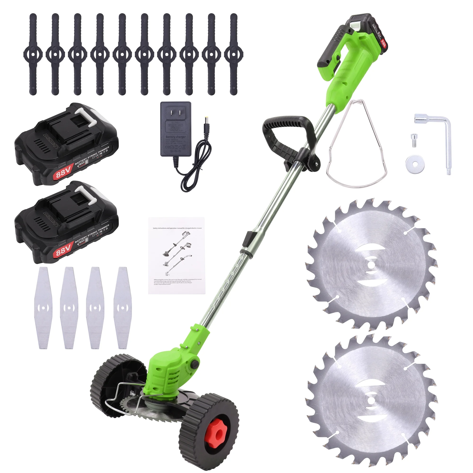 24V Cordless String Trimmer Weed Wacker with 2 Battery Charger Electric Grass Trimmer