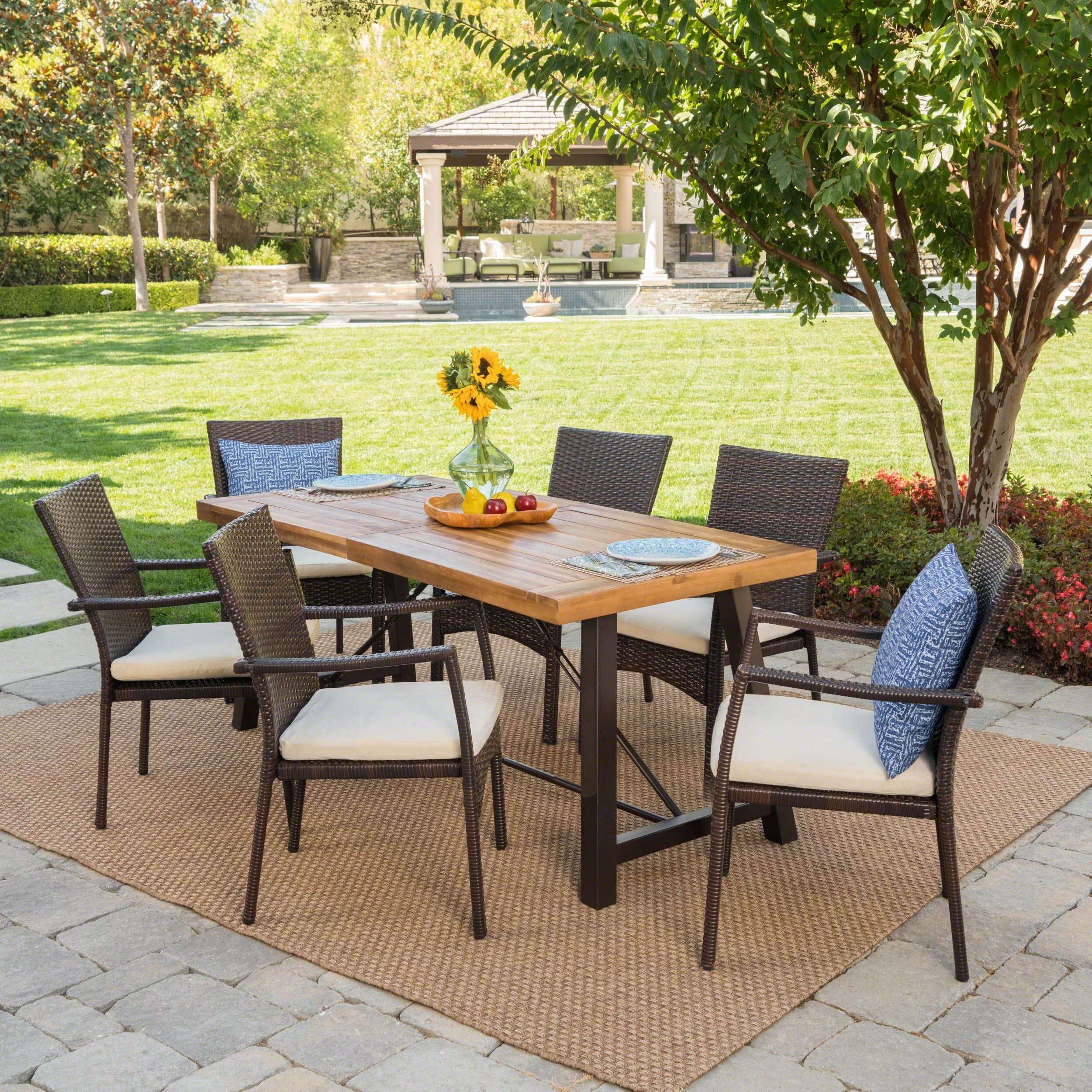 Christopher Knight Home Laguna Outdoor 7-Piece Wicker Dining Set by