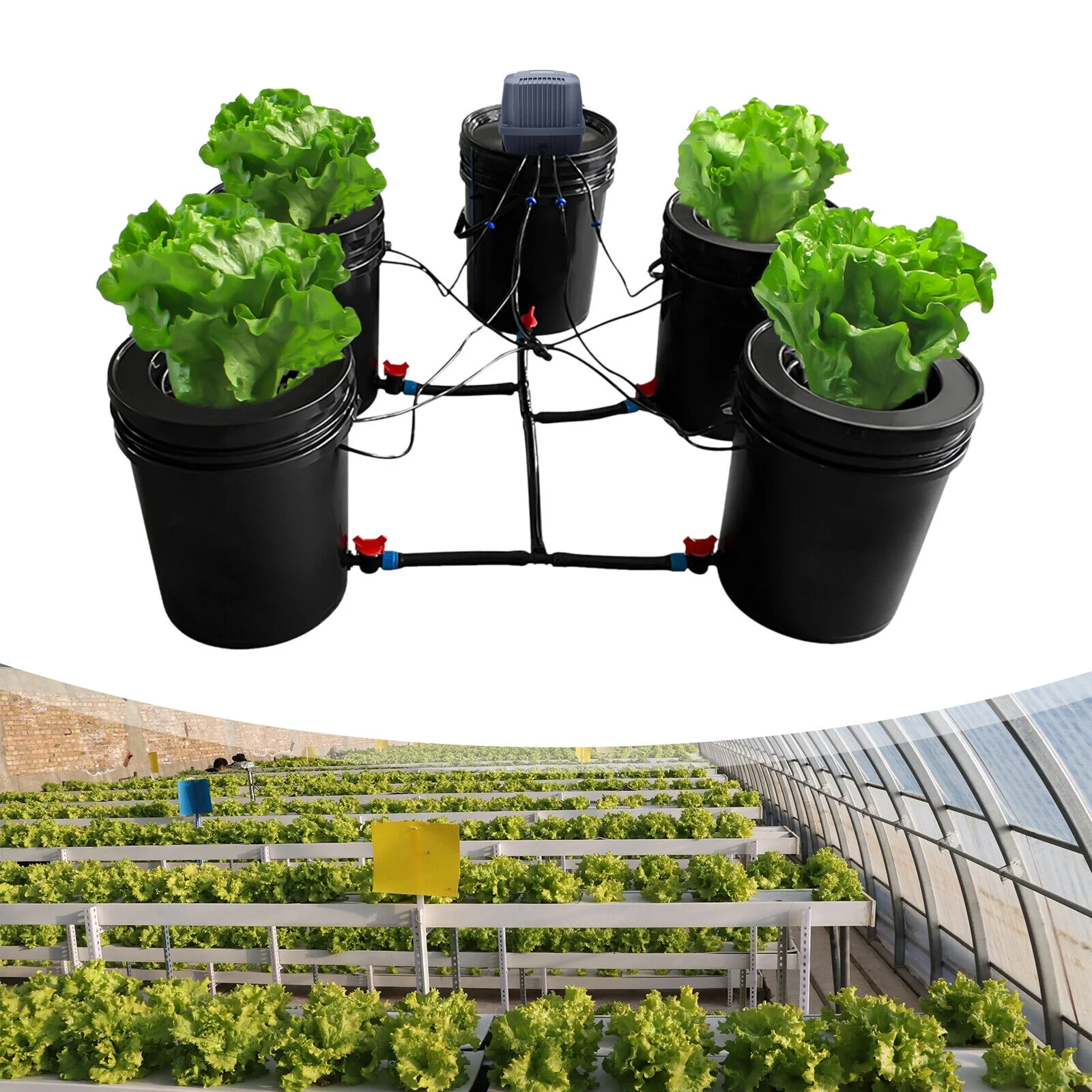 Outdoor Yard Multi Barrel Hydroponic Machine Drip Irrigation System 4+1 Buckets