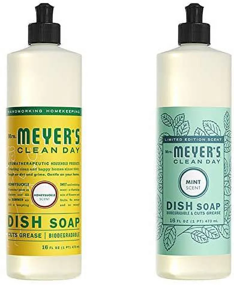 Liquid Dish Soap, Cruelty Free Formula, 1 Pack Honeysuckle, 1 Pack Mint, 16 OZ each