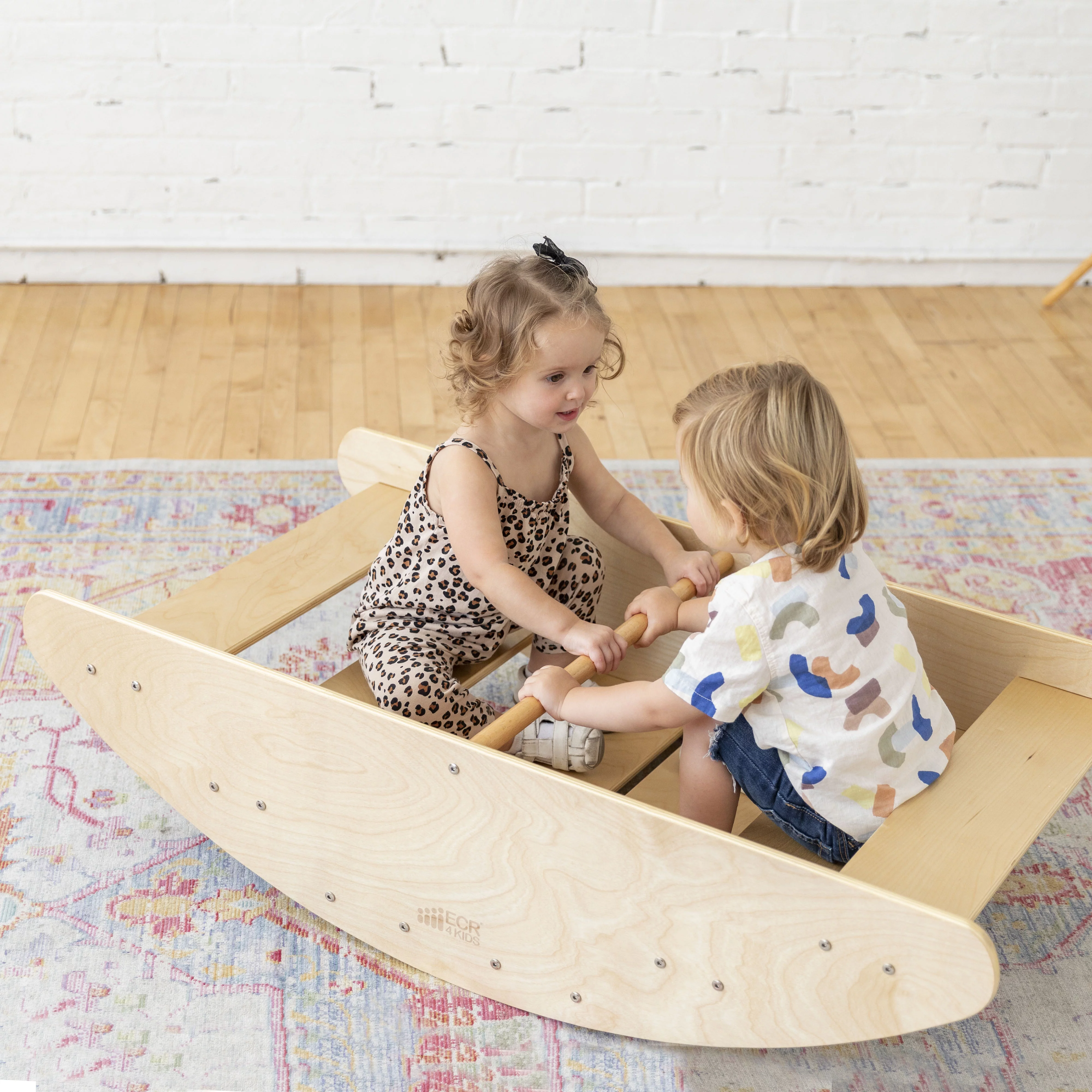 ECR4Kids Rocking Boat and Steps, Play Center, Natural