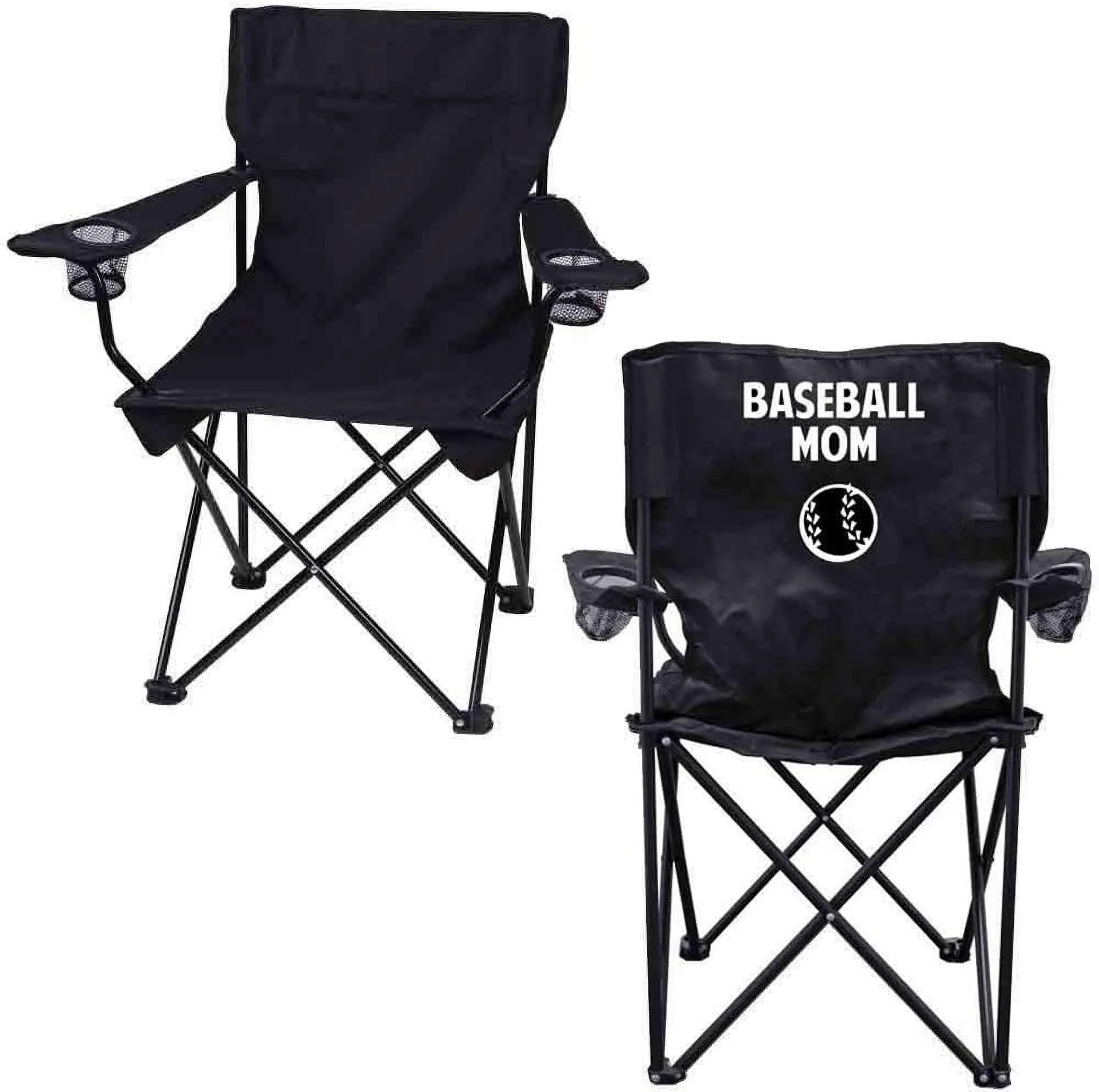 Camping Chair - Baseball Mom Black Folding Camping Chair with Carry Bag