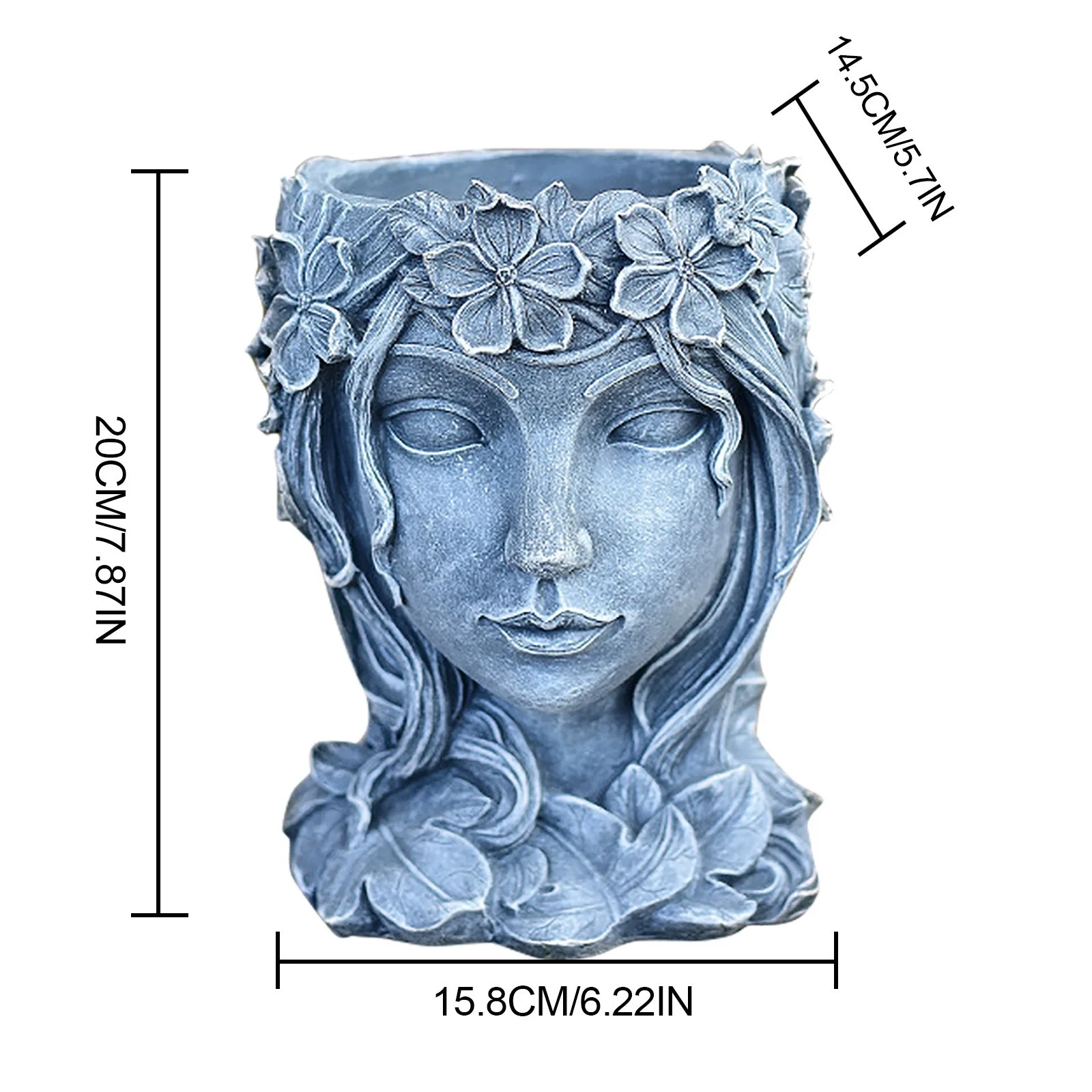 Head Planter Face Flower Pot Decorative Girl Statue Planter Pot Indoor Outdoor