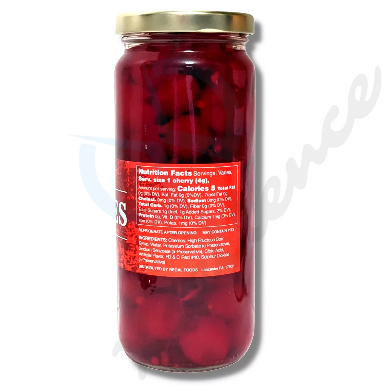 Regal Red Maraschino Cherries with Stem 16 oz Gluten-Free Kosher Made in the USA