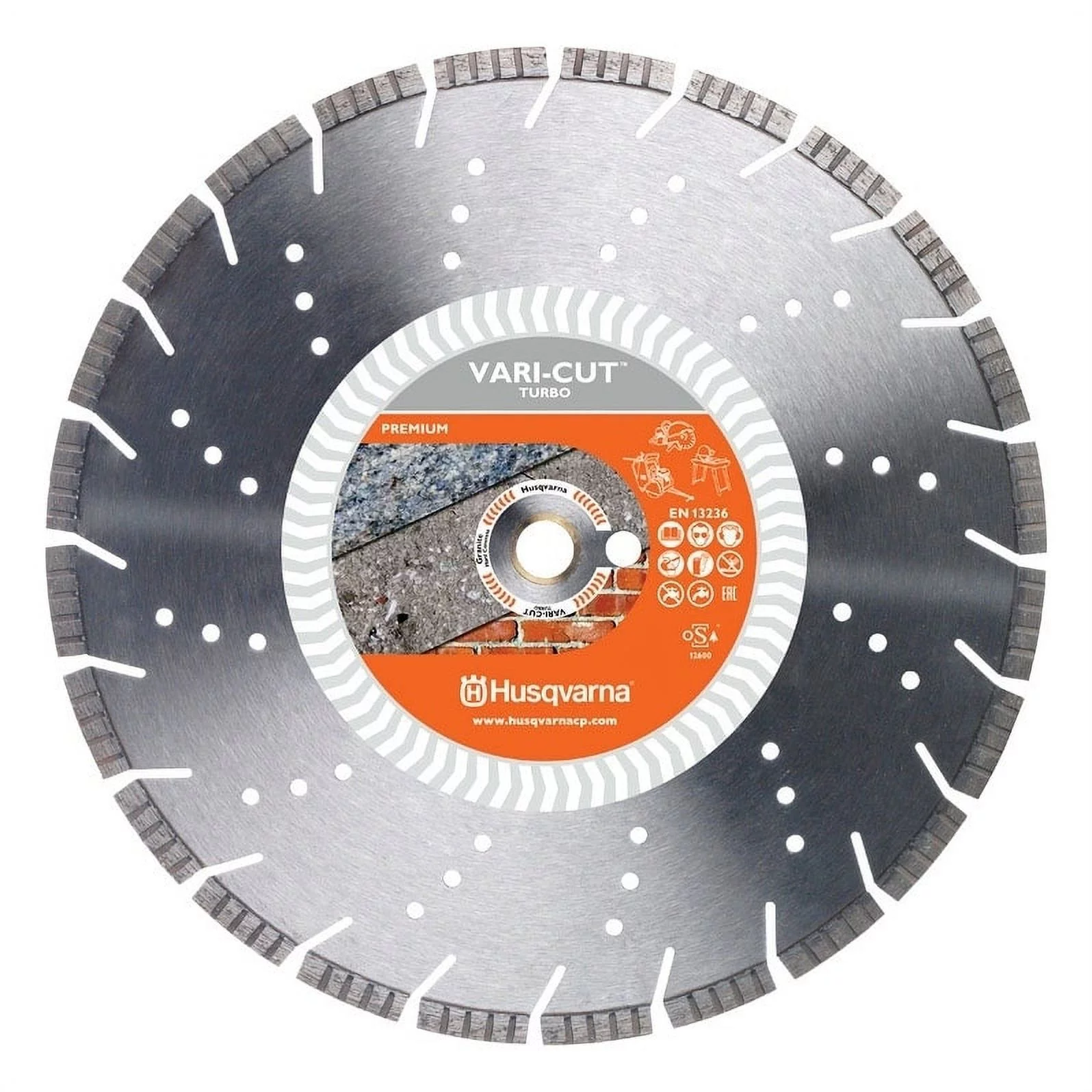 Husqvarna 14 in. Dia. x 1 in./20 mm Vari-Cut Turbo Diamond Segmented Rim Diamond Saw Blade 1 pk