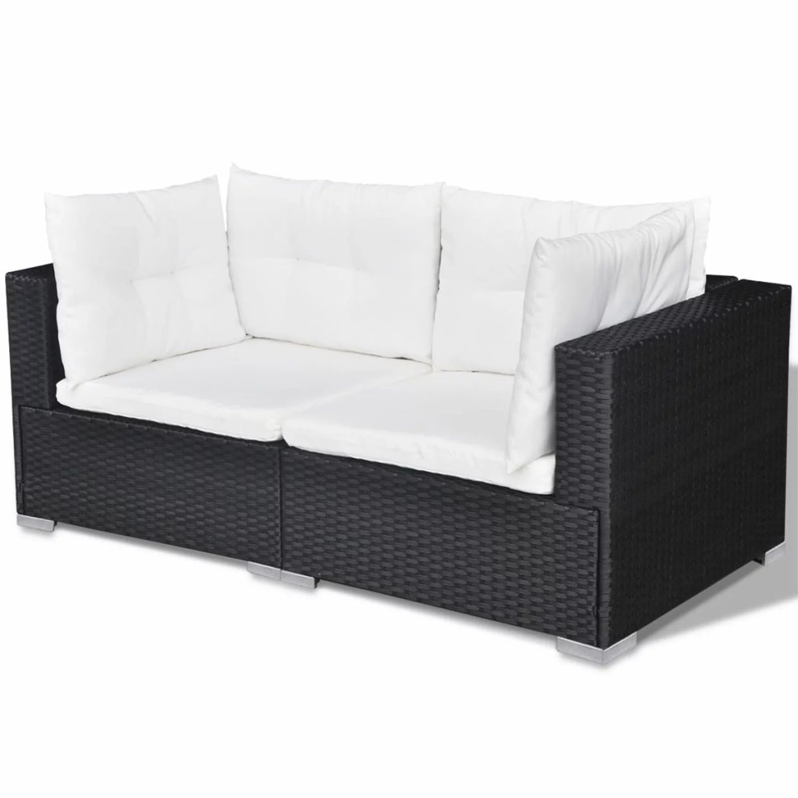 OWSOO 10 Piece Patio Set with Cushions Poly Rattan Black