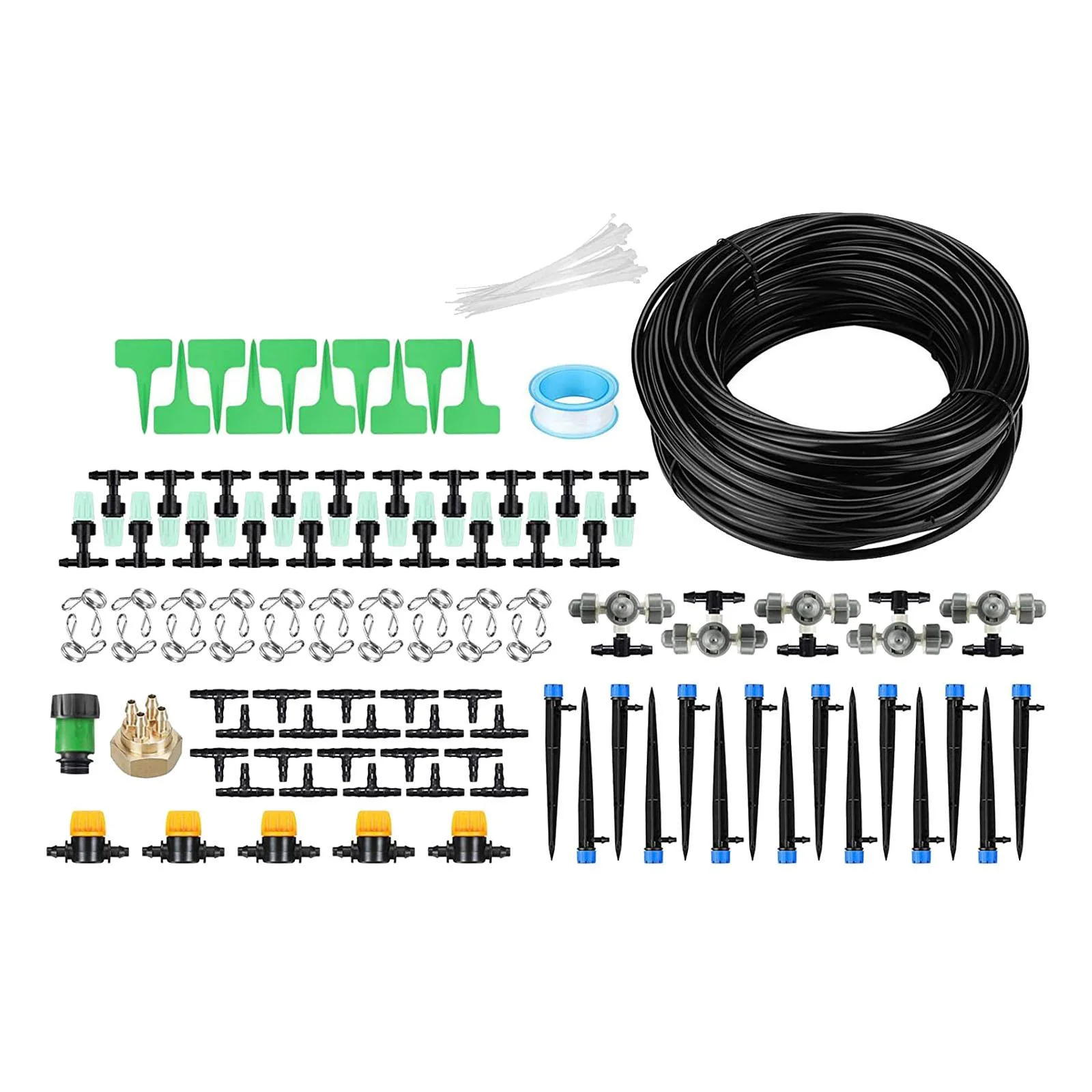 Miulika Garden Irrigation Tubing Hose, Drip Irrigation Set, Threaded with Barb Professional Outdoor Automatic Watering Sprinkler, 40m