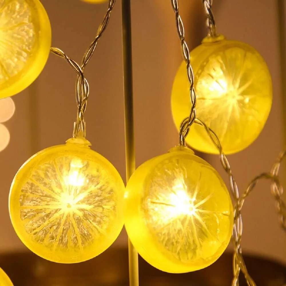 Zukuco Lemon String Lights, 10ft 20 LED Battery Operated Lemon Decor Fairy Lights for Birthday Party Wedding Home Decoration