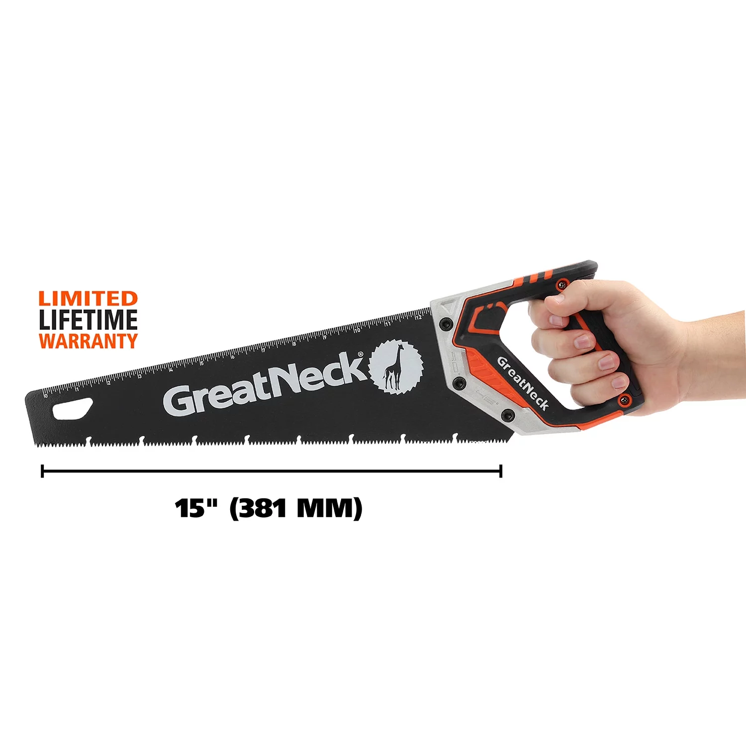 GreatNeck 74003 15 Inch Aggressive Tooth Handsaw for Rough Cuts, Wood saw, Branch Cutter, PVC Cutter, and More, Anti-Slip Ergonomic Composite Handle