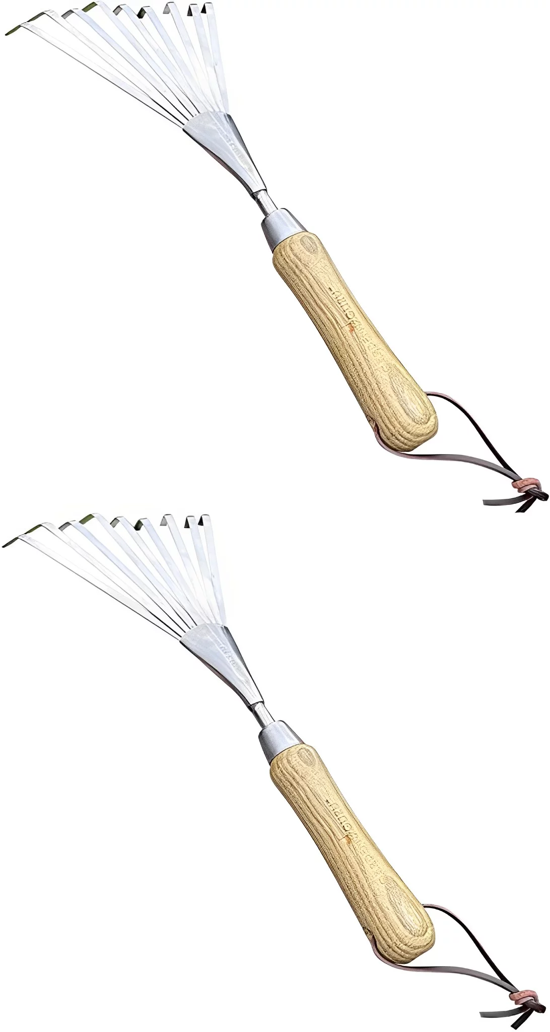 Garden Guru Stainless Steel Hand Rake Tiller with FSC Wood Ergonomic Handle, Great for Gardening, Cultivating, and More (2 Pack)
