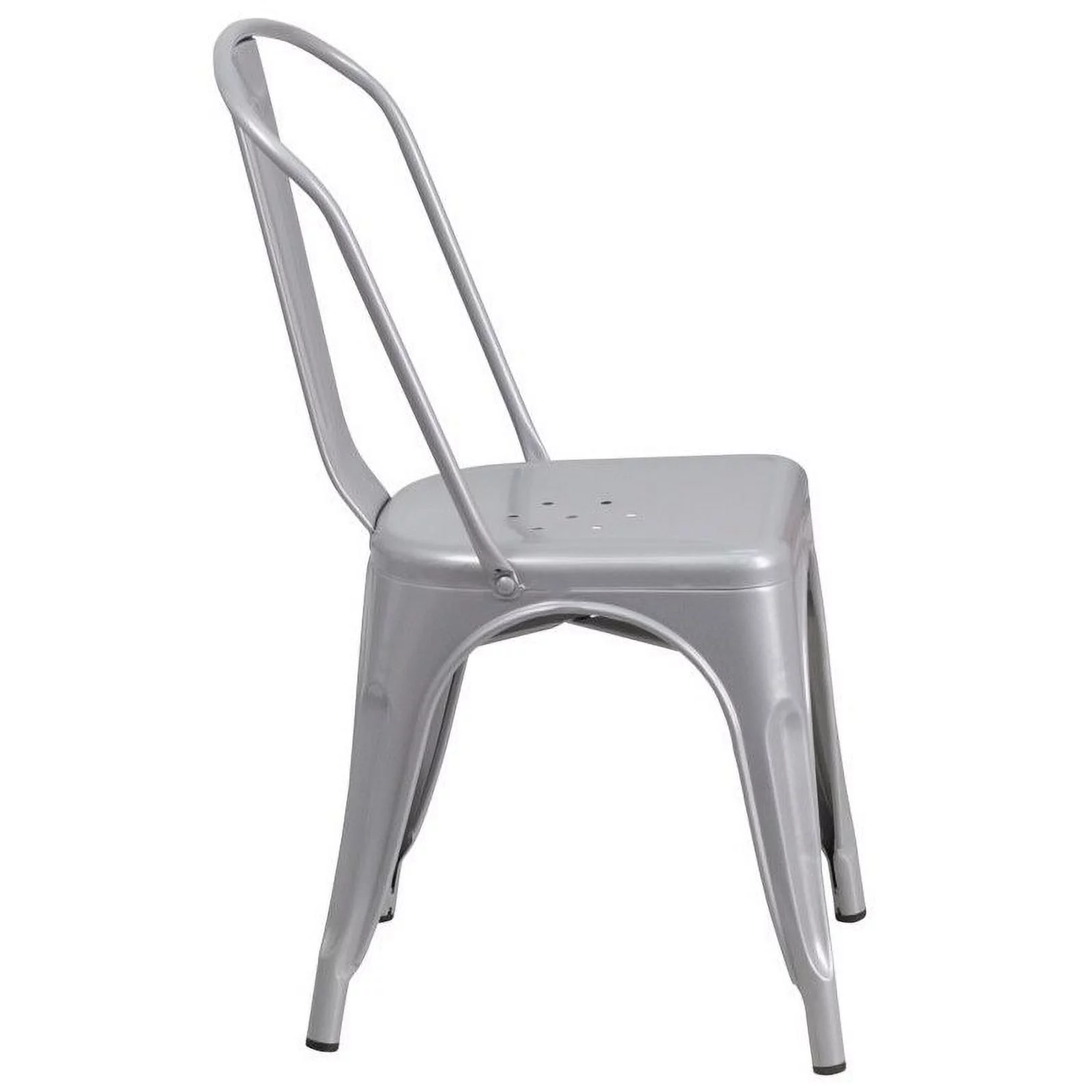 Kingfisher Lane Metal Stackable Dining Chair in Silver