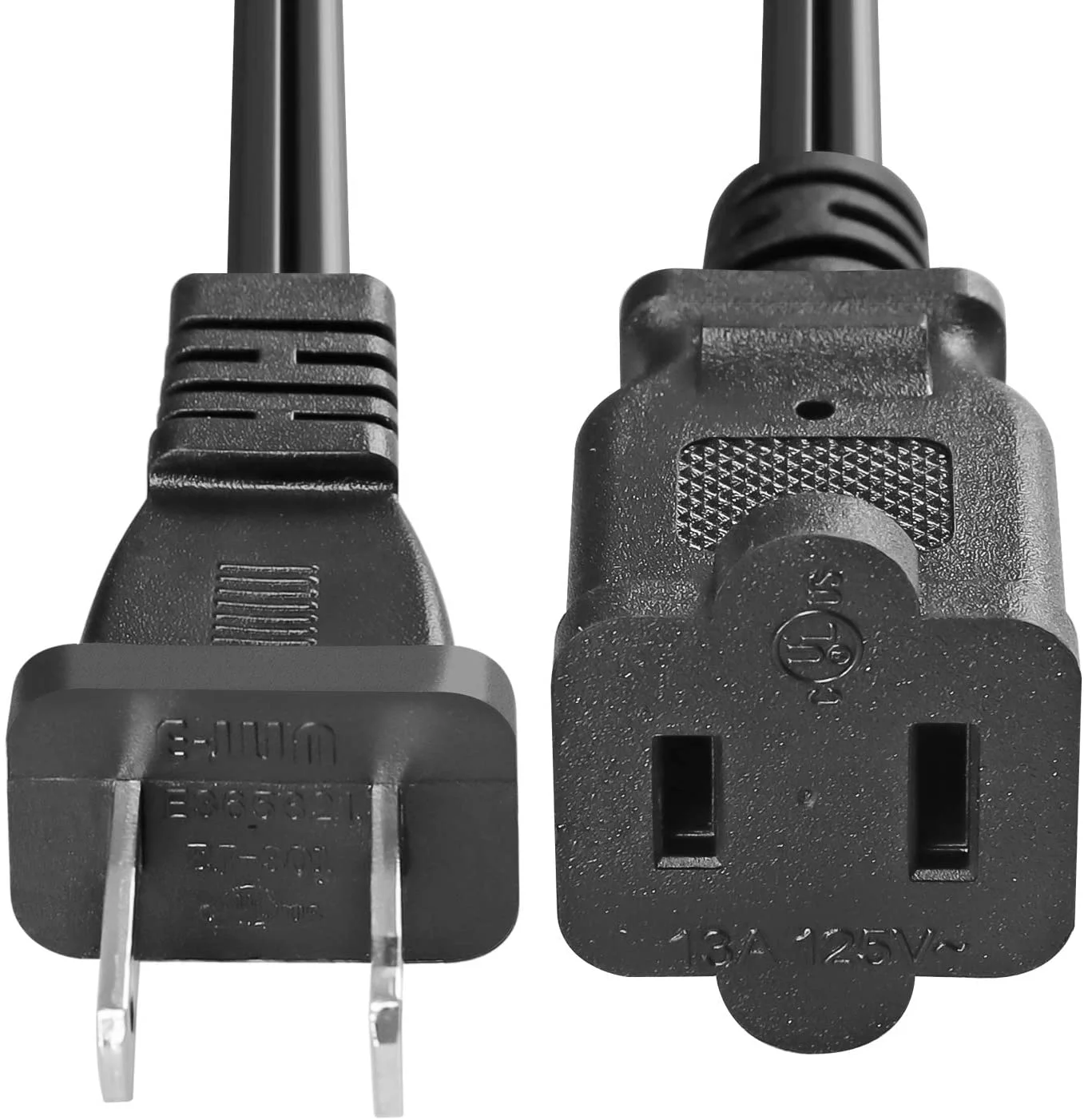 VSEER Polarized 2-Prong Male-Female Extension Power Cord Cable, Outlet Extension Cable Cord US AC 2-Prong Male/Female Power cable10A/125V,Nema 1-15P to 1-15R Cable Polarity (3FT)