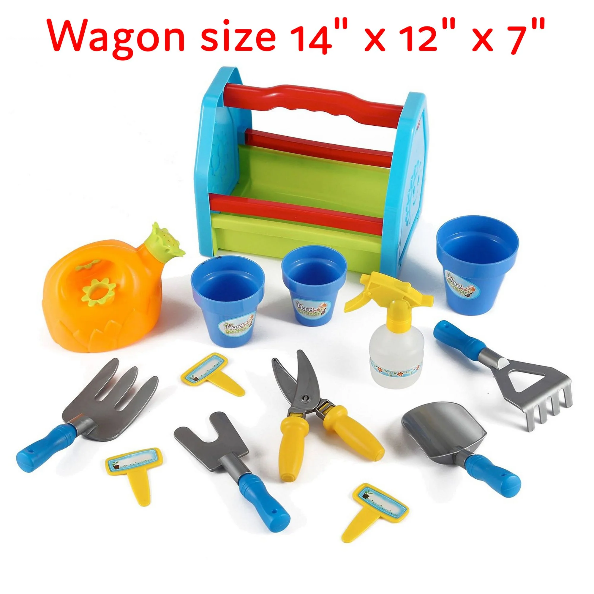 Rainbow Gardening Tool Box 14pc Garden Tools Toy Set for Kid Wagon size 14