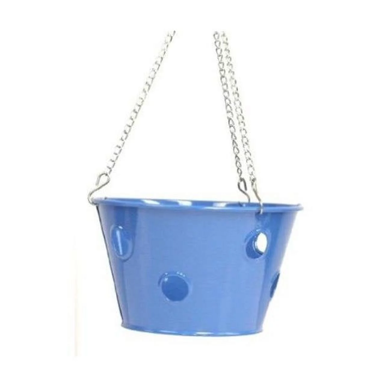 Houston International Trading  Enameled Galvanized Hanging Strawberry, Herb, Floral Planter - Blue