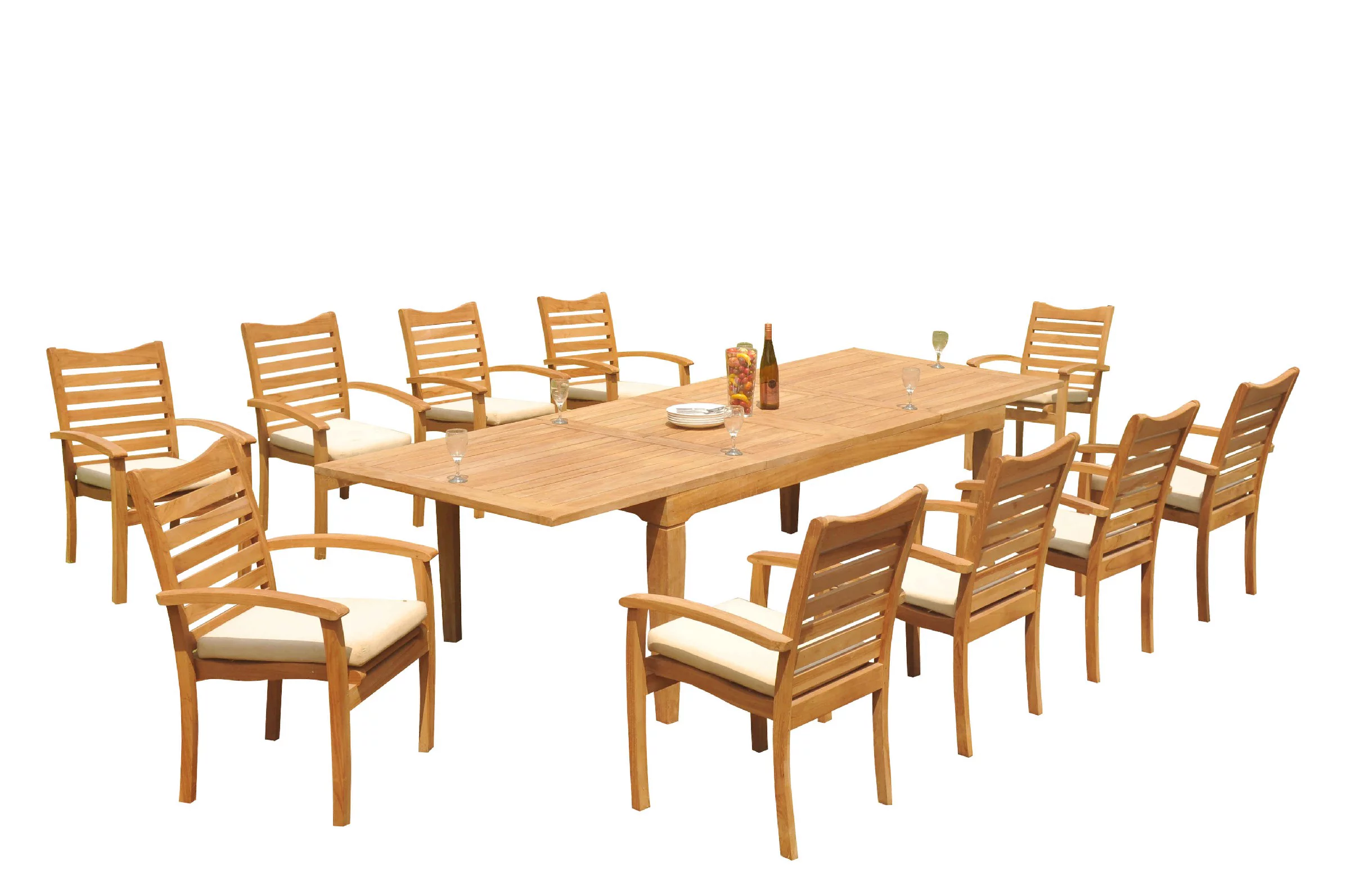 Grade-A Teak Dining Set: 10 Seater 11 Pc: 122