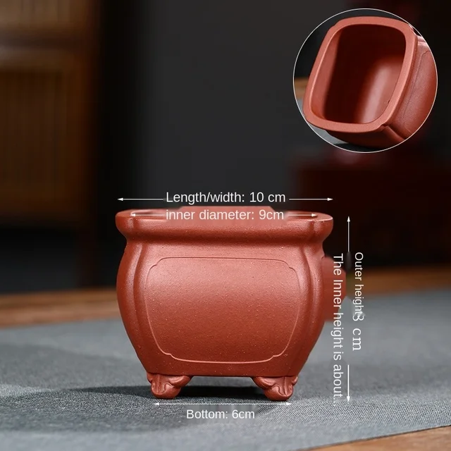 Solid Color Purple Clay Flower Pot Retro Small Bonsai Flower Simple Succulent Flower Potted Plant  For  Office Decor LB554