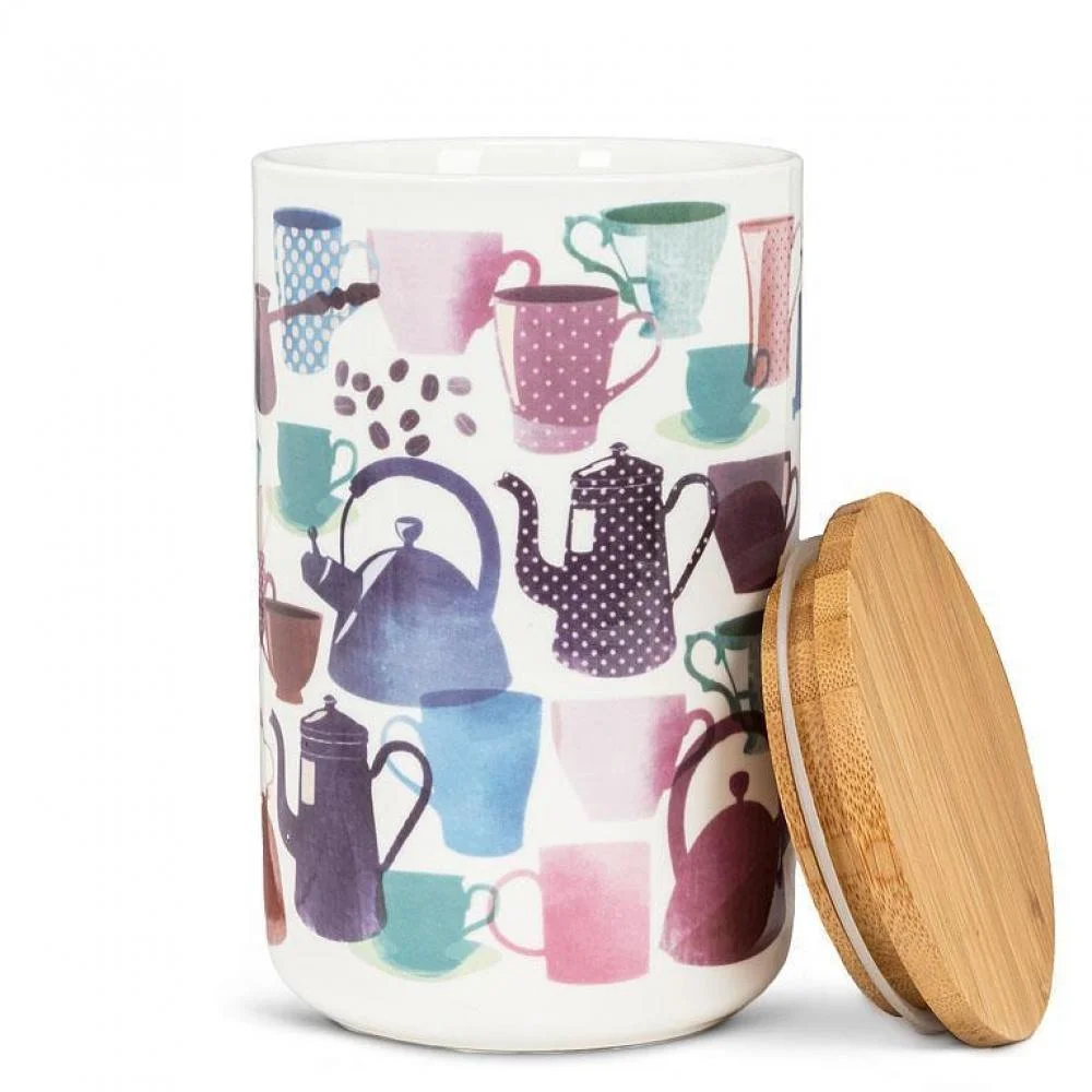 Coffeetime -Pots And Cups Patterned Canister