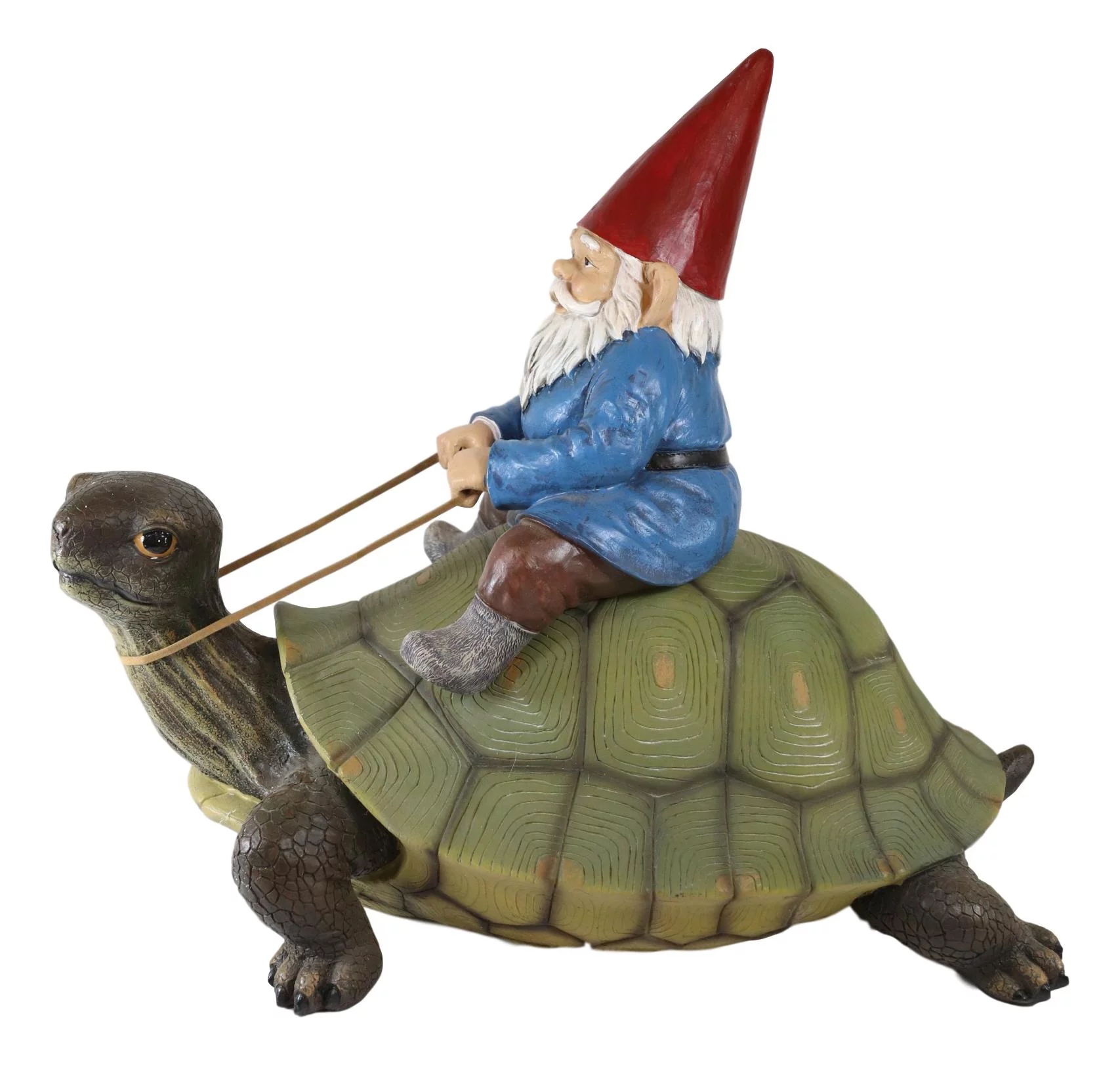 Ebros Large Whimsical Mr. Gnome Riding Giant Turtle Garden Statue 17.25