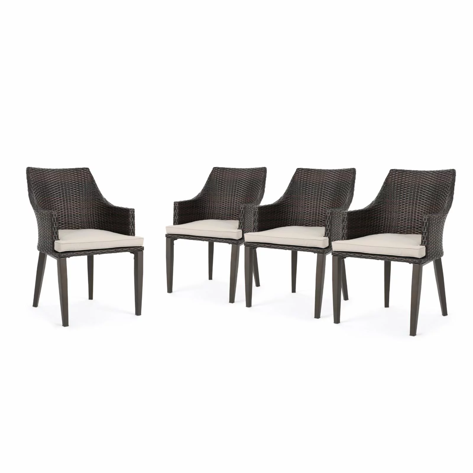 Jaykon Outdoor Wicker Dining Chair - Set of 4 - Multibrown and Light Brown