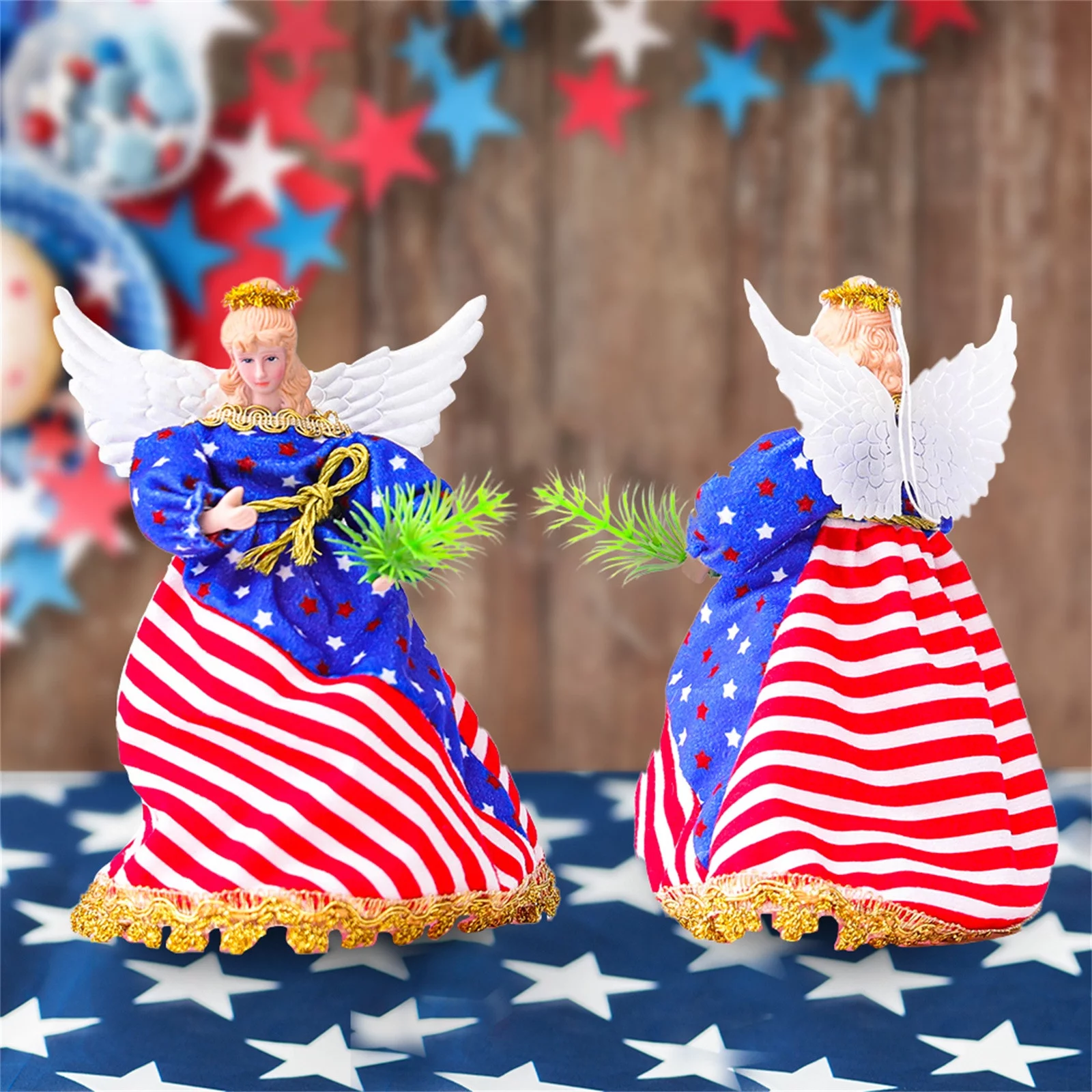 XZZjjl 4th of the July Educational Toys for 2+ Year Old Festive Female Angel Figurine Pendant Day Decoration Ornaments *6Pcs