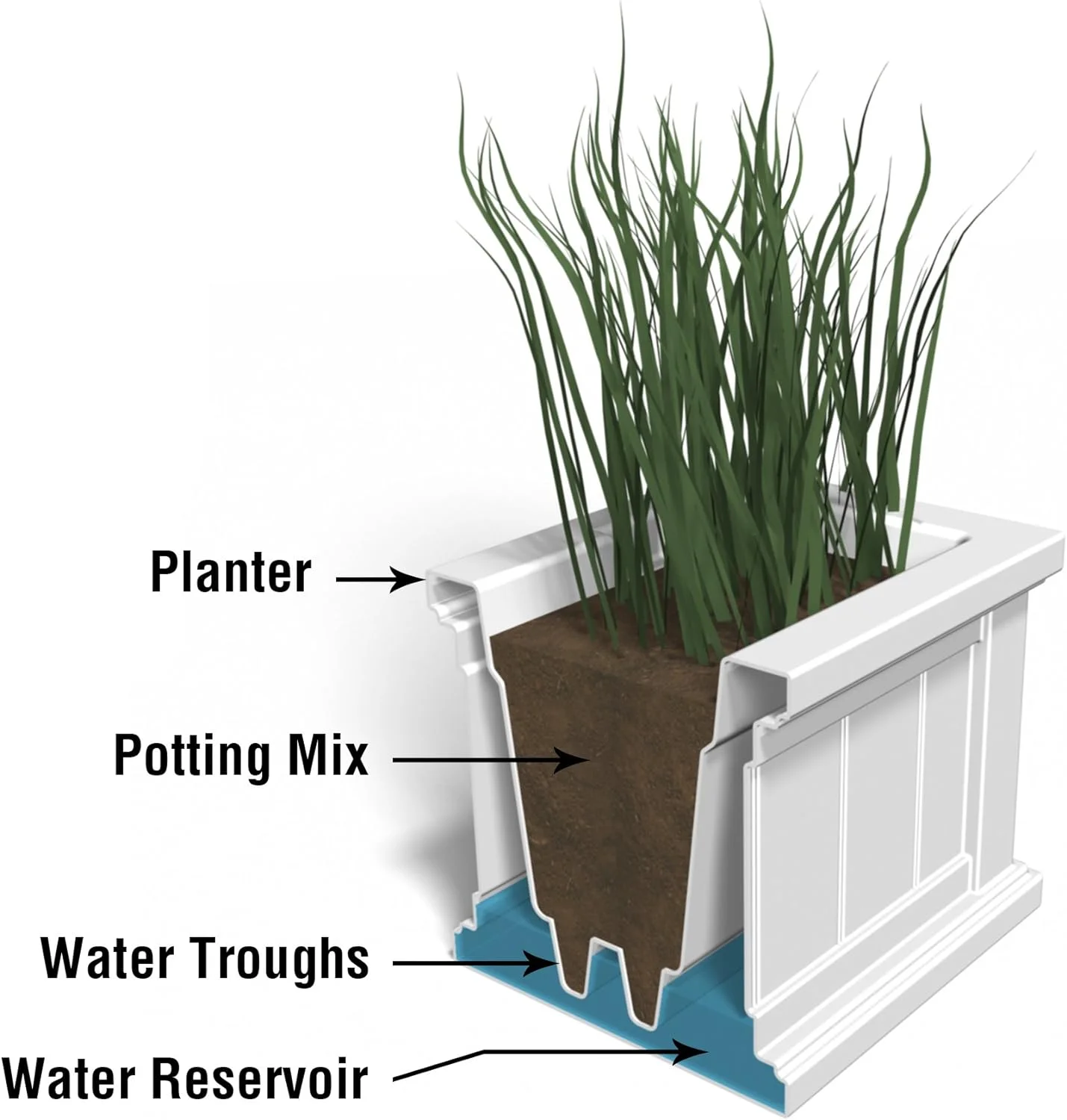 Cape Cod Rectangle Planter - Graphite Grey - 24