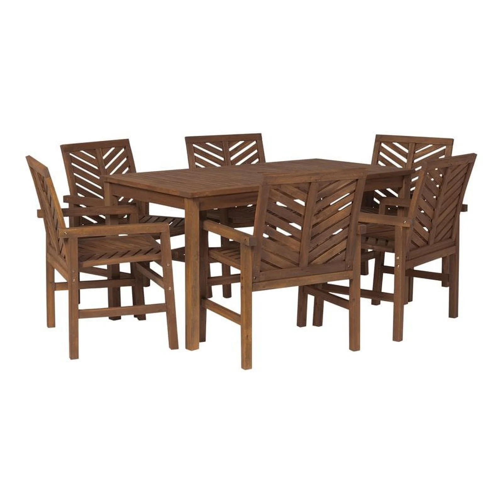 Afuera Living 7-Piece Chevron Outdoor Patio Dining Set in Dark Brown