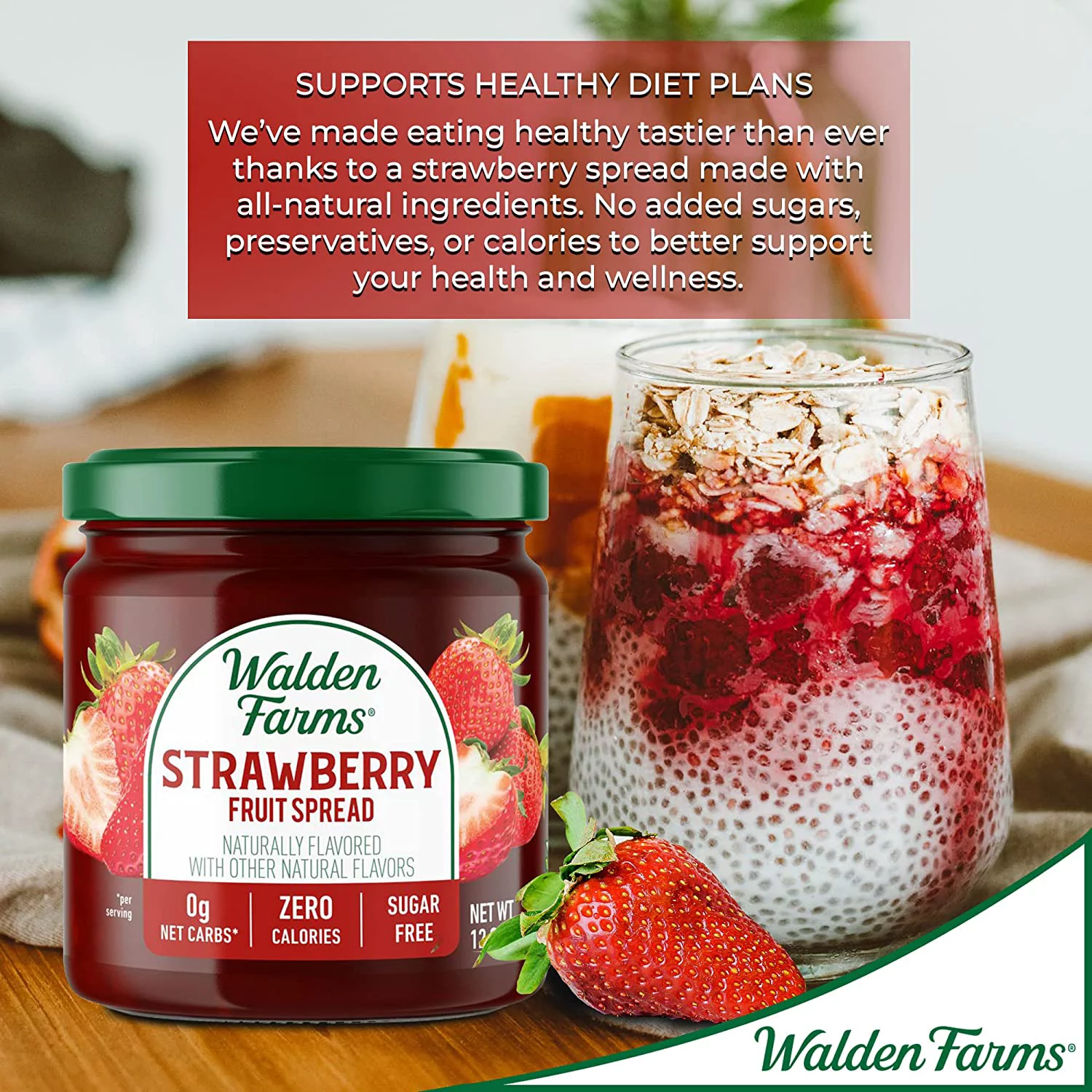 Walden Farms Calorie Free Fruit Spread Strawberry 12 oz Pack of 2