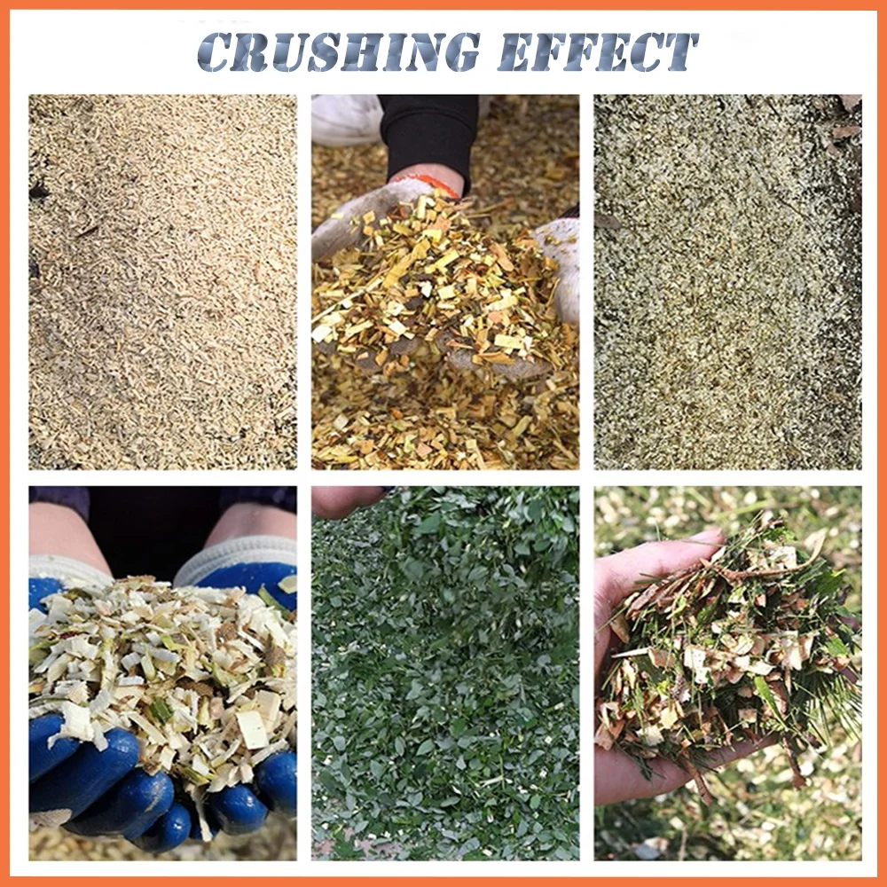 Techtongda 220V Hand Pushed Wood Crusher Branch Crusher Twig Shredder Straw Landscaping Shredder