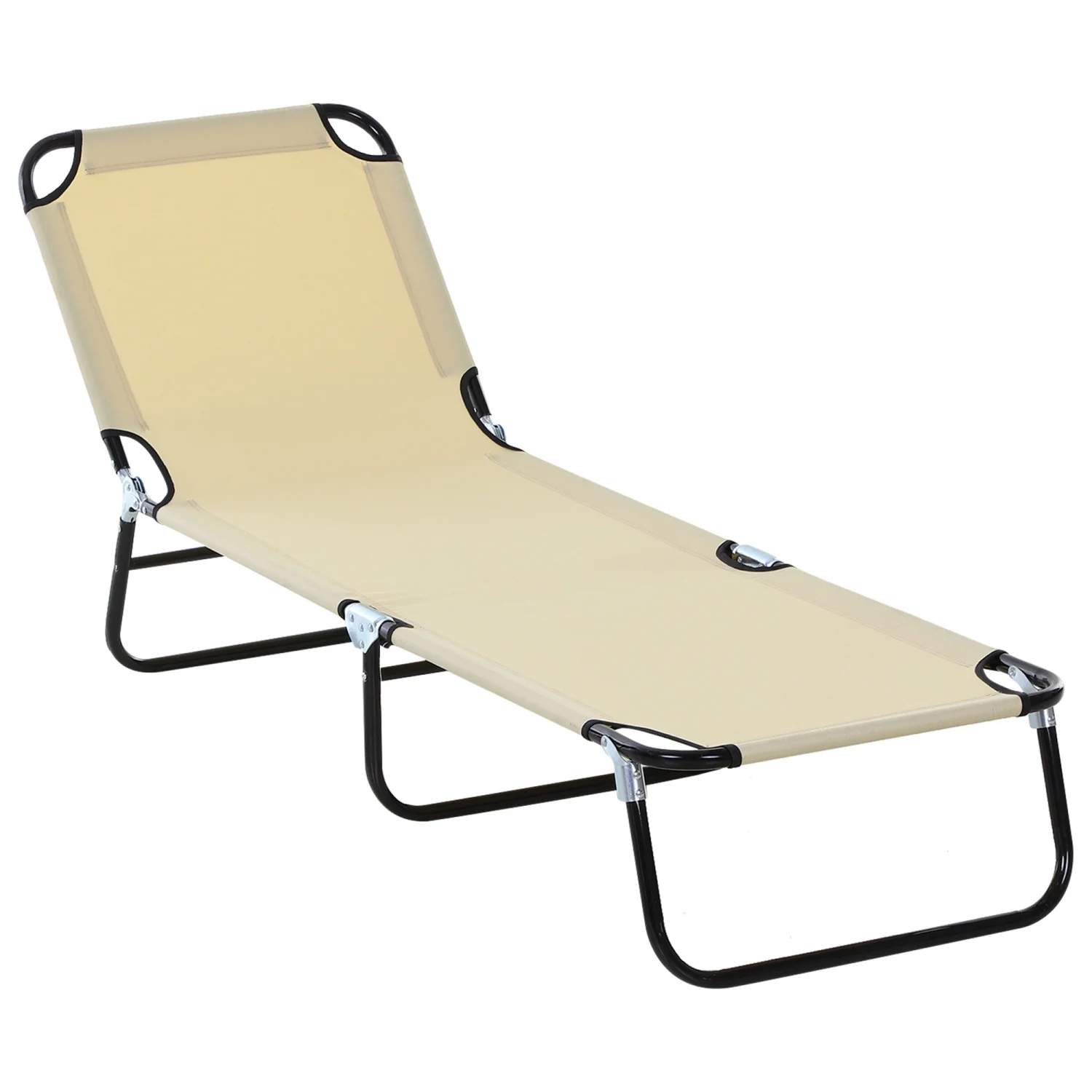 GRTYOKF Foldable Outdoor Chaise Lounge Chair  5-Level Reclining Camping Tanning Chair with Strong Oxford Fabric for Beach  Yard  Patio  Pool  Beige
