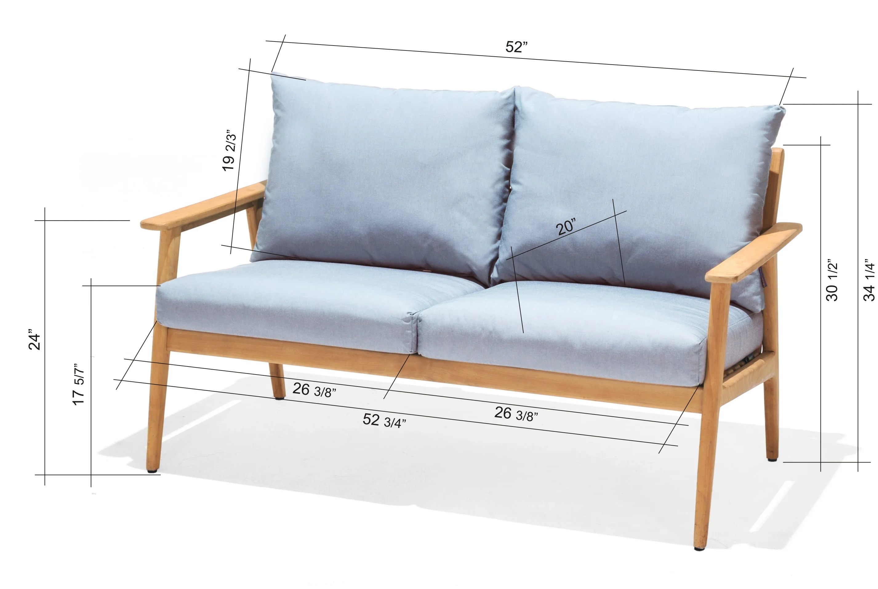 Amazonia Bartell Teak Patio Sofa whit Olefin Cushion