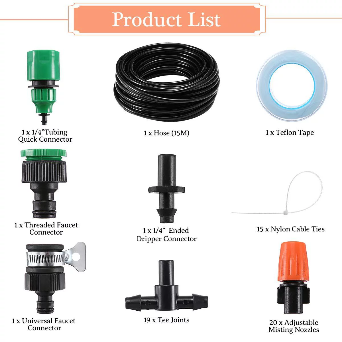 Drip Irrigation Kit, DIY Garden Irrigation System Kit with 40m Distribution Tubing Hose Adjustable Nozzle Emitters Sprinklers Barbed Fittings for Garden, Lawn, Patio, Greenhouse