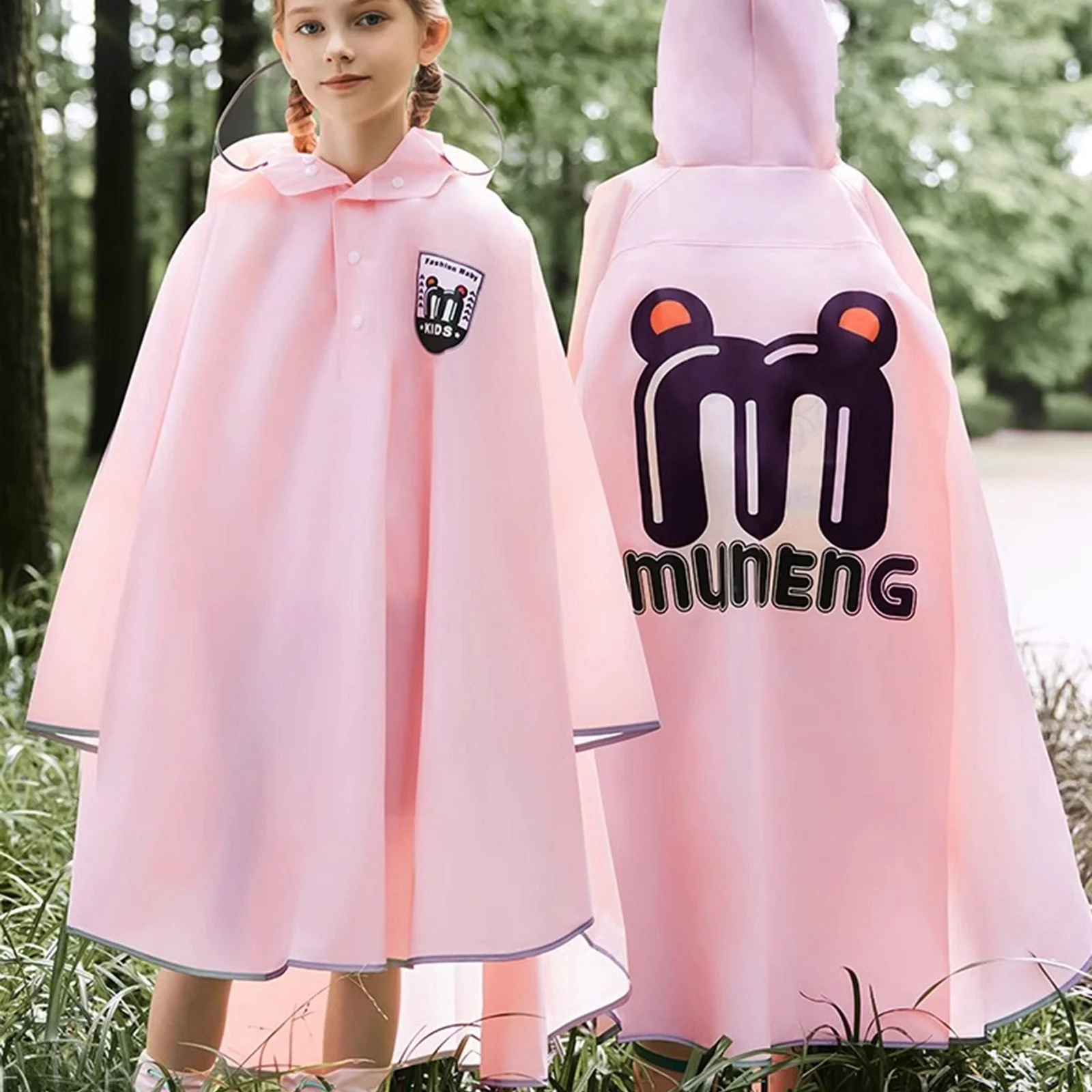 Children's Raincoat Hidden Backpack Riding Rainwear Cartoon Print Long Medium Sized Children's School Poncho Little Girl Raincoat Girls 7 8 Snow Suits Kid Puffy Coat Womens Rain Coat And Boots Toddler