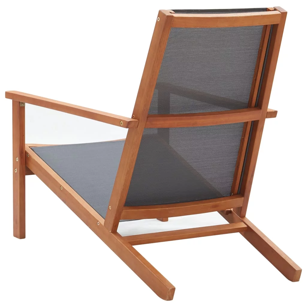 moobody Patio Chair Gray Solid Wood Eucalyptus and Textilene