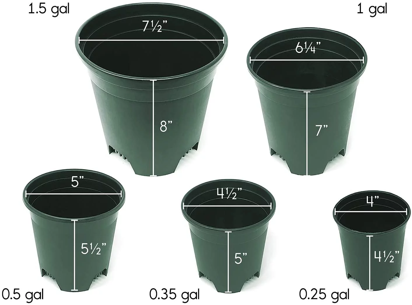 Cotta Planters 4.5 Inch Plastic Nursery Planters, Pot Liners 10-Pack 0.5 Gallon Green