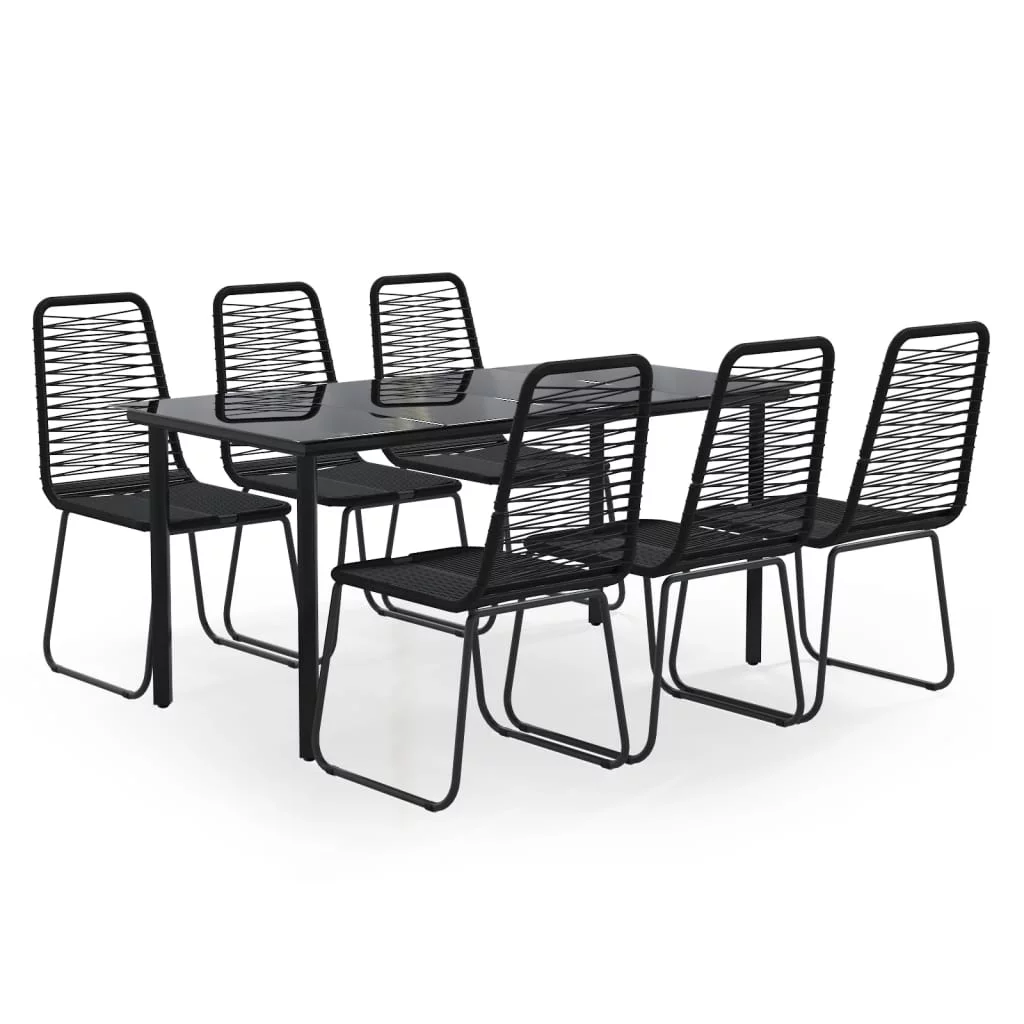 7 Piece Patio Dining Set Black