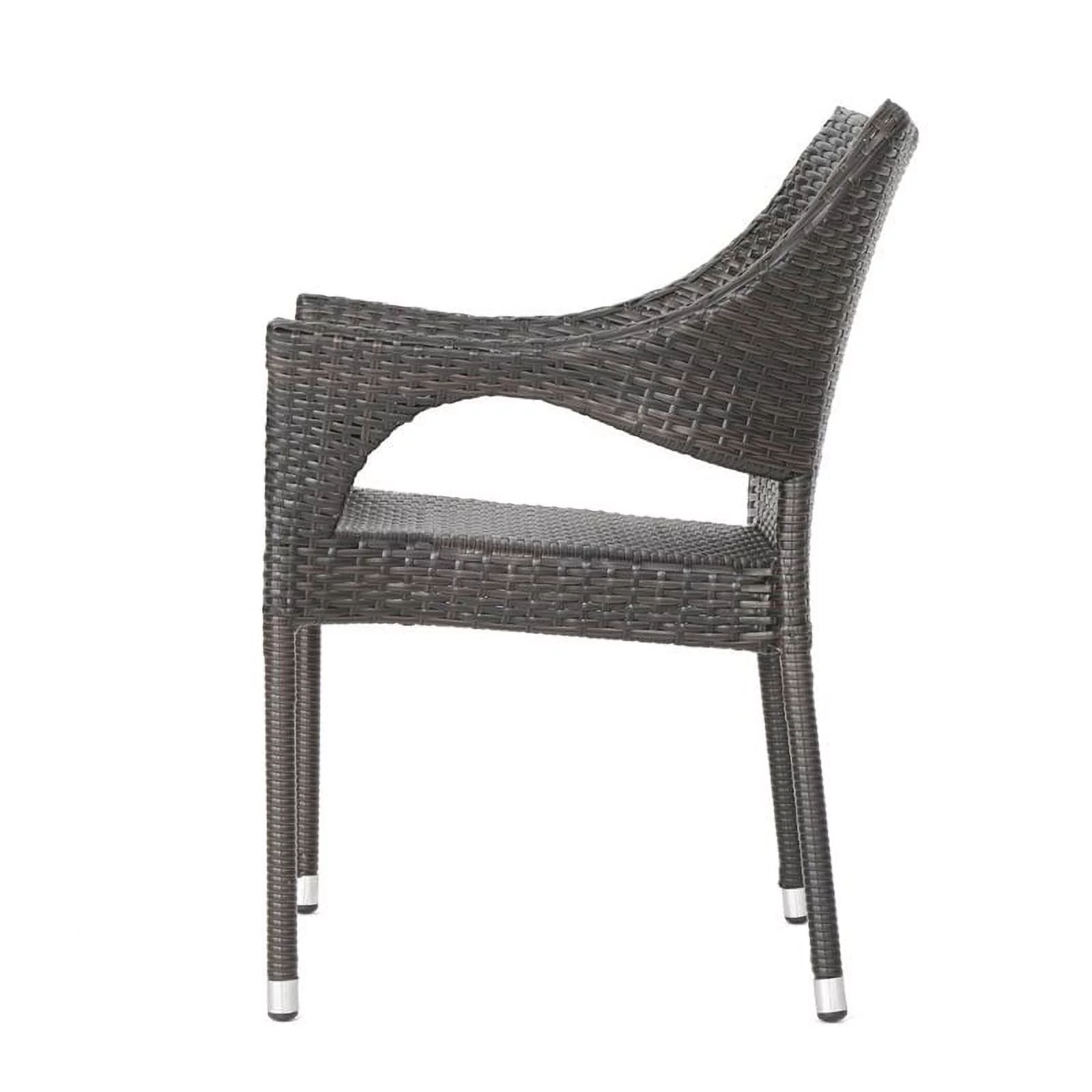 Noble House Mirage Wicker Stacking Patio Dining Arm Chair in Mocha (Set of 4)