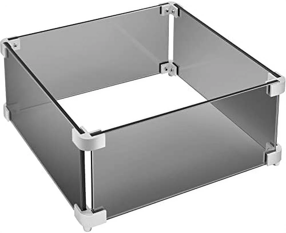 Wind Guard, Tempered Glass Wind Shield For Square Table, Fire-Resistant Wind Screens With Hard Aluminum Corner Bracket/Feet, Black/Clear, 15 Inch