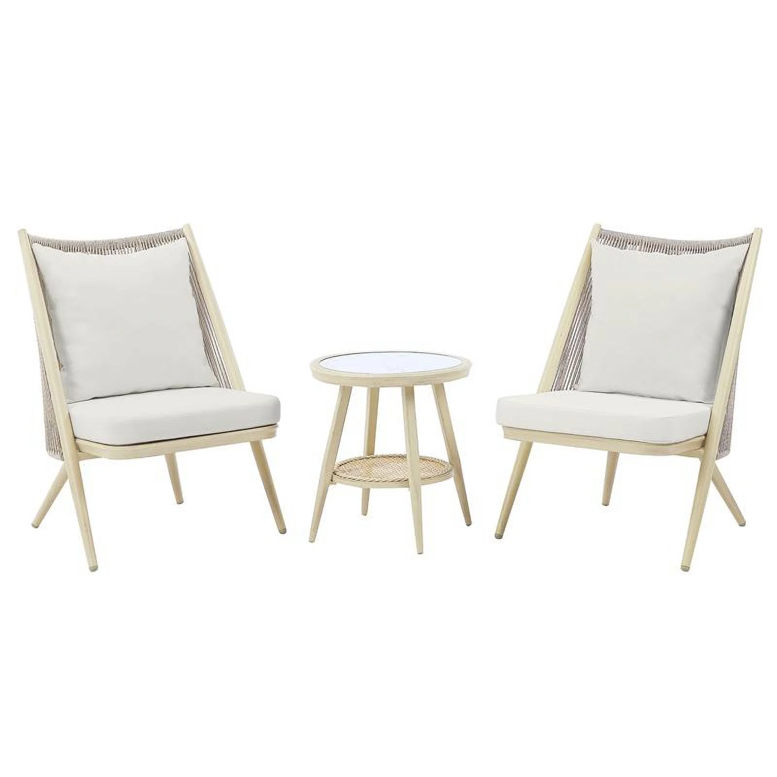 Furniture of America Chauncy Aluminum 3-Piece Outdoor Bistro Set in Natural Tone