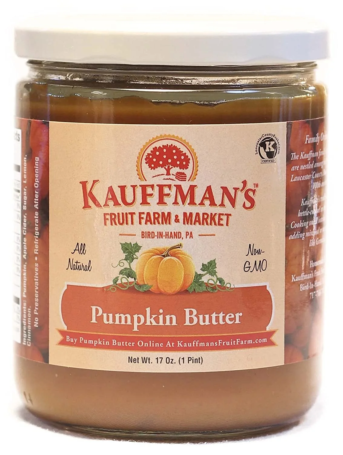 Kauffman Orchards Homemade Pumpkin Butter Spread, 17 Oz. Pack of 6
