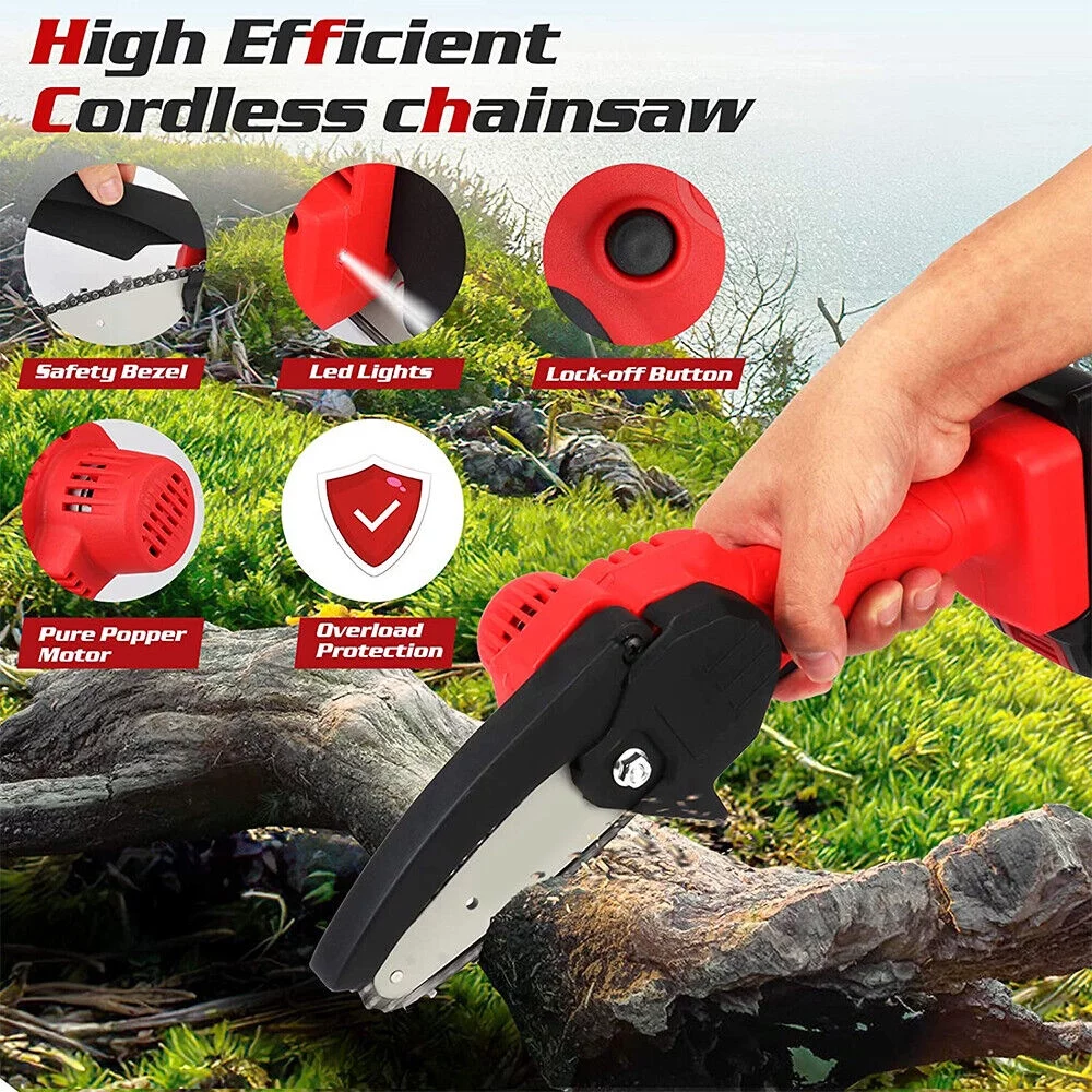 JLLOM Efficient Cutting Rechargeable Mini Chainsaw 24V Handheld Cordless Feller Kit