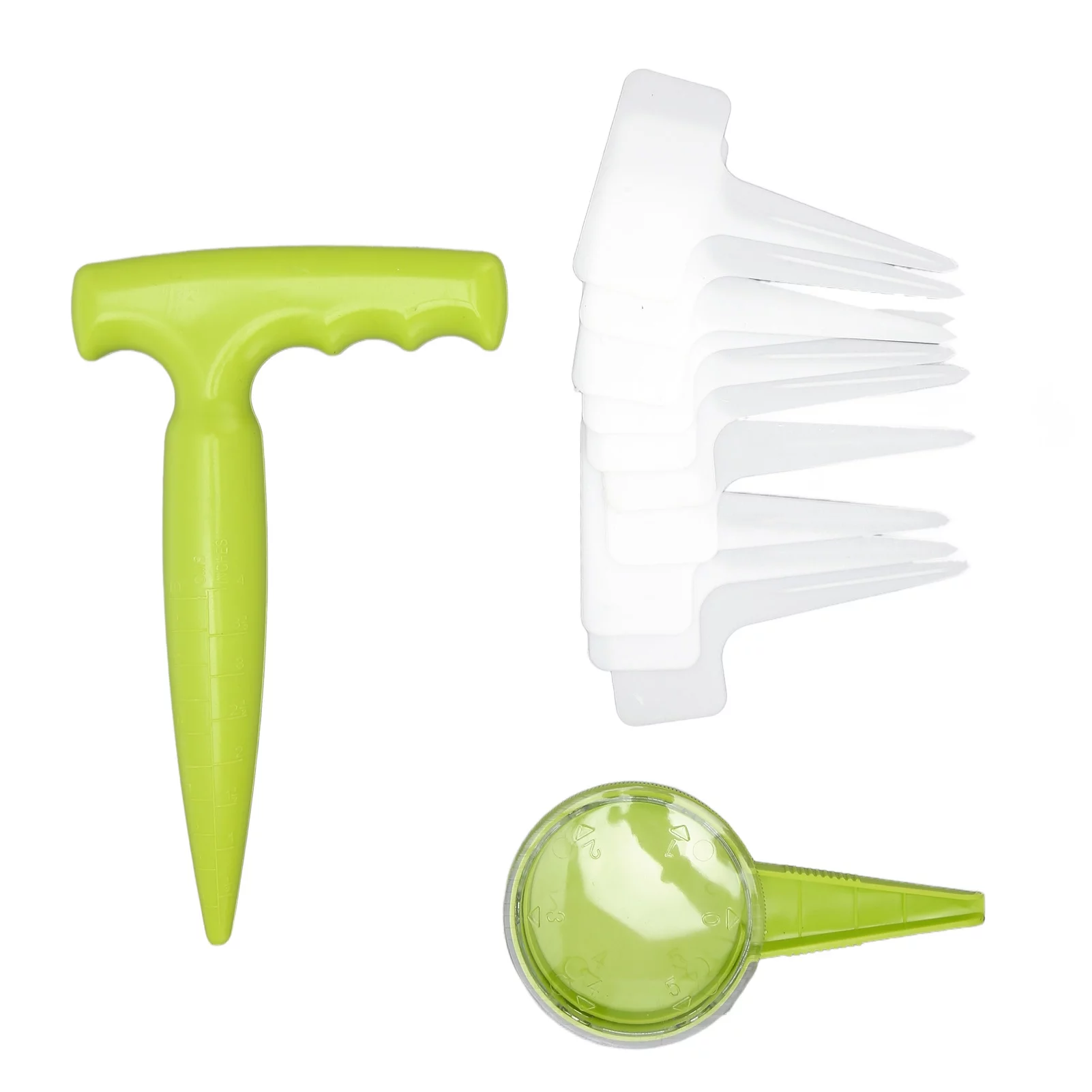 Qukaim Hand Seed Sower Seeder, 12pcs Seed Dispenser Planter Tool Set with 5 Dial Settings, Plant Dibber with Measurements, 10 Plant Label