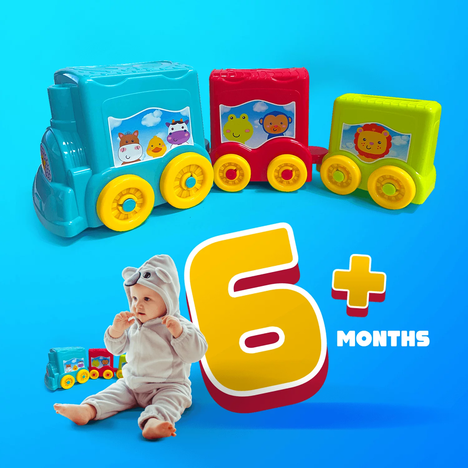 Clover Toy Train Playset - Animal Farm Train - Pull along Stacking Animal Train for boys and Girls Birthday Gift