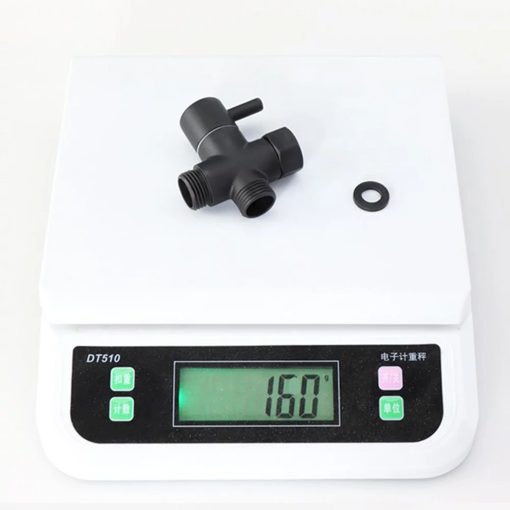 G1/2in 3 Way Brass Diverter Valve T-adapter Converter Black for Shower Head