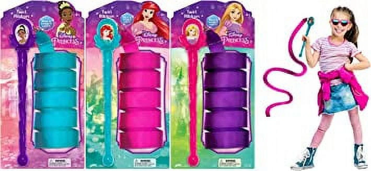JA-RU Disney Princess Rainbow Ribbon Wands (3 Assorted + Sticker) Rapunzel, Ariel or Tiana. Gymnastics Equipment for Kids 4+ | W-7815-3