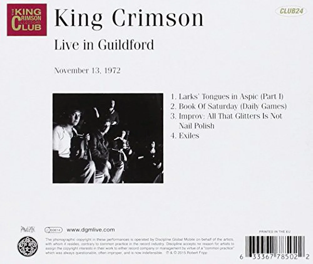 King Crimson - Live at Guildford 1972 - Music & Performance - CD