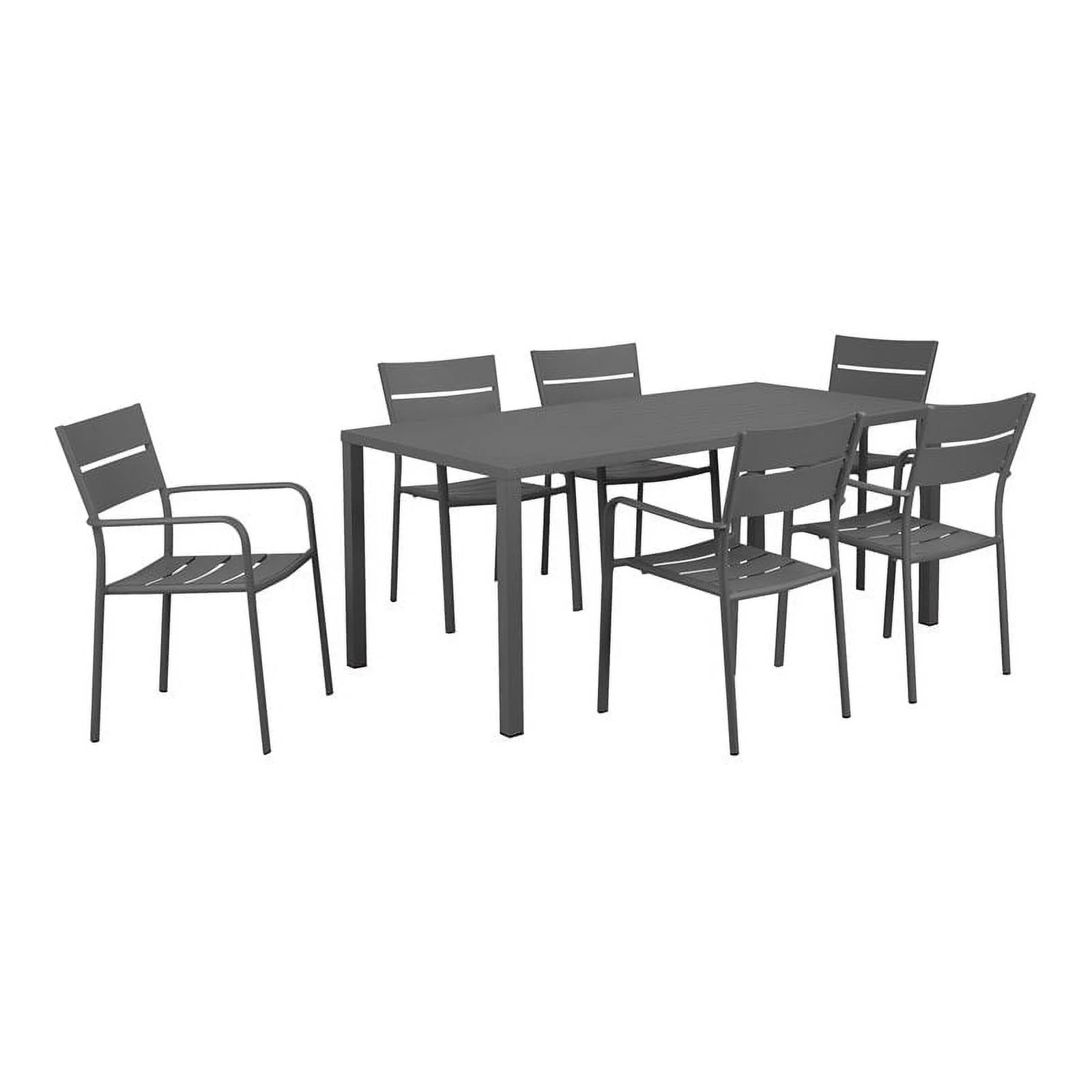 Pangea Home Miami 7-piece Modern Aluminum Frame Patio Dining Set in Gray